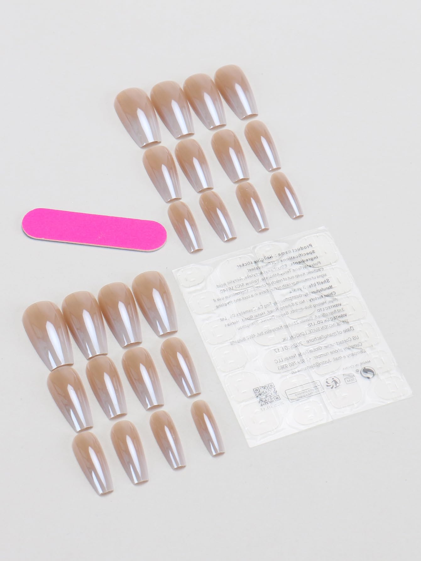 Square Press on Nails Ombre Fake Nails Chrome False Nails Glossy Medium Artificial Acrylic Nail Press ons Full Cover Stick Glue on Nails for Women Manicure Decoration 24Pcs