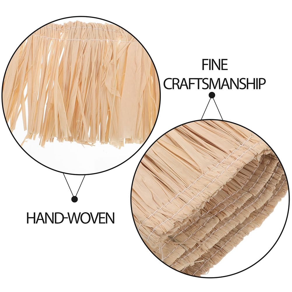 NUOBESTY Raffia Grass Skirt with Fringe Tassels Handmade Natural Raffia for DIY Crafts Hawaiian Party Decorations