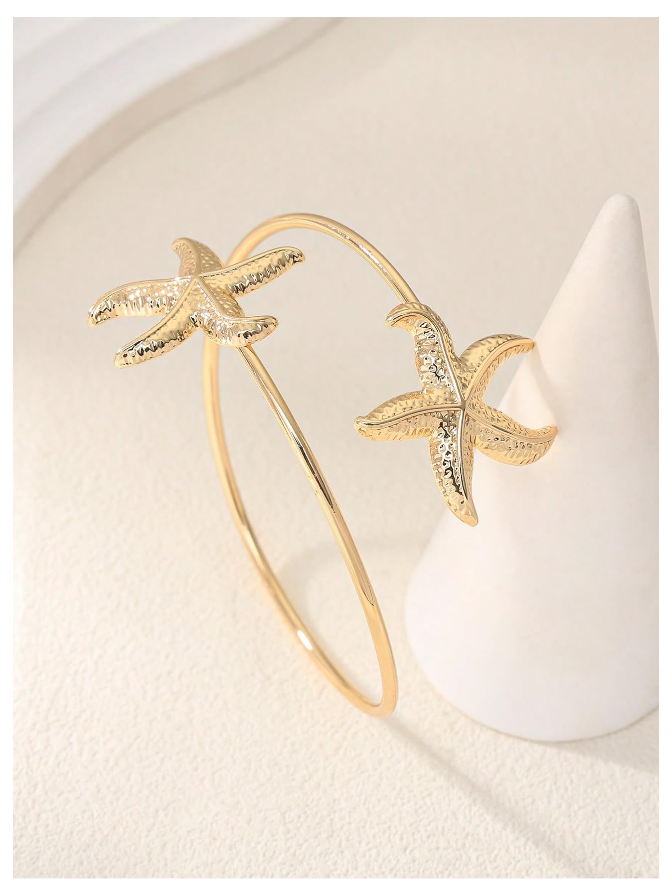 MakeMeChic Beach Gold Arm Cuff Jewelry for Women Bangle Band Armlet Flower Upper Arm Cuff Bracelet Summer Beach Essentials Gold Starfish E One-Size