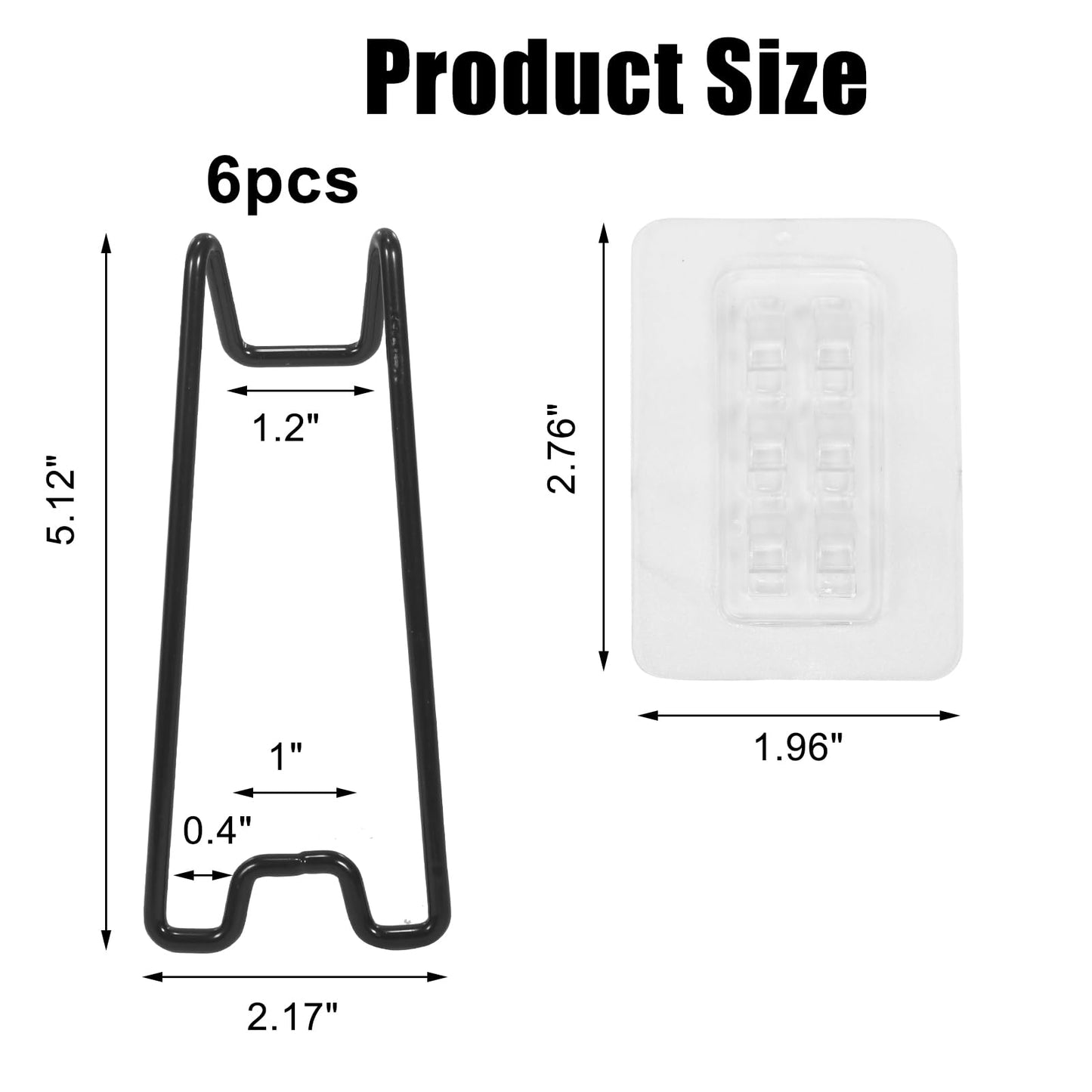 Nirxxiy 6 Pcs Picture Frame Stand, Table top easel, Stainless Steel Picture Holder Stand with Self-Adhesive for 5.9 to 10.2 inch Picture Frame Easel (Black, 5.12“ x 2.17”)