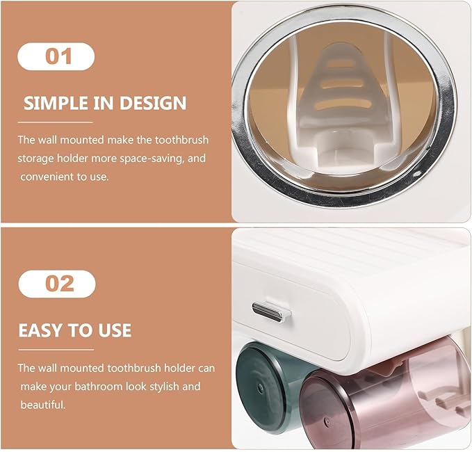 Wall Shelf Bathroom Storage,Toothbrush Holder Rack,Toothpaste Mounted Wall-Mounted