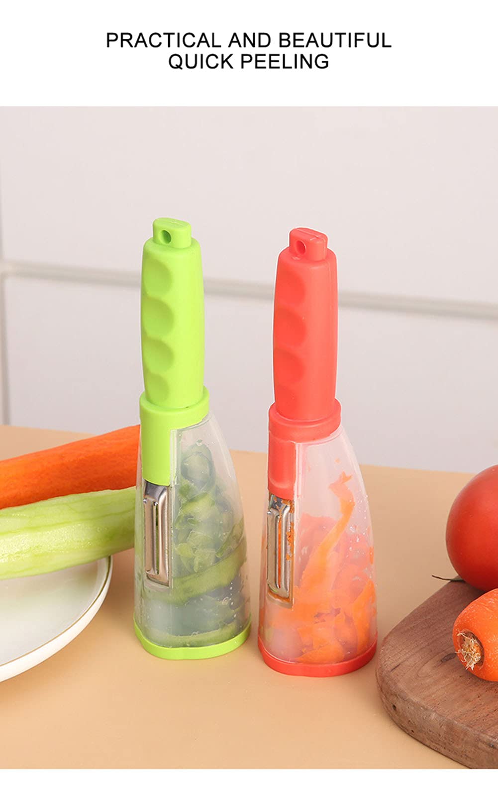 Megqi Multifunctional Storage Type Peeling Knife Peeling Knife With Storage Tube Peeler Peeling Apple Supplies Household Peeling Knife (Green) 21*5.5*5.5