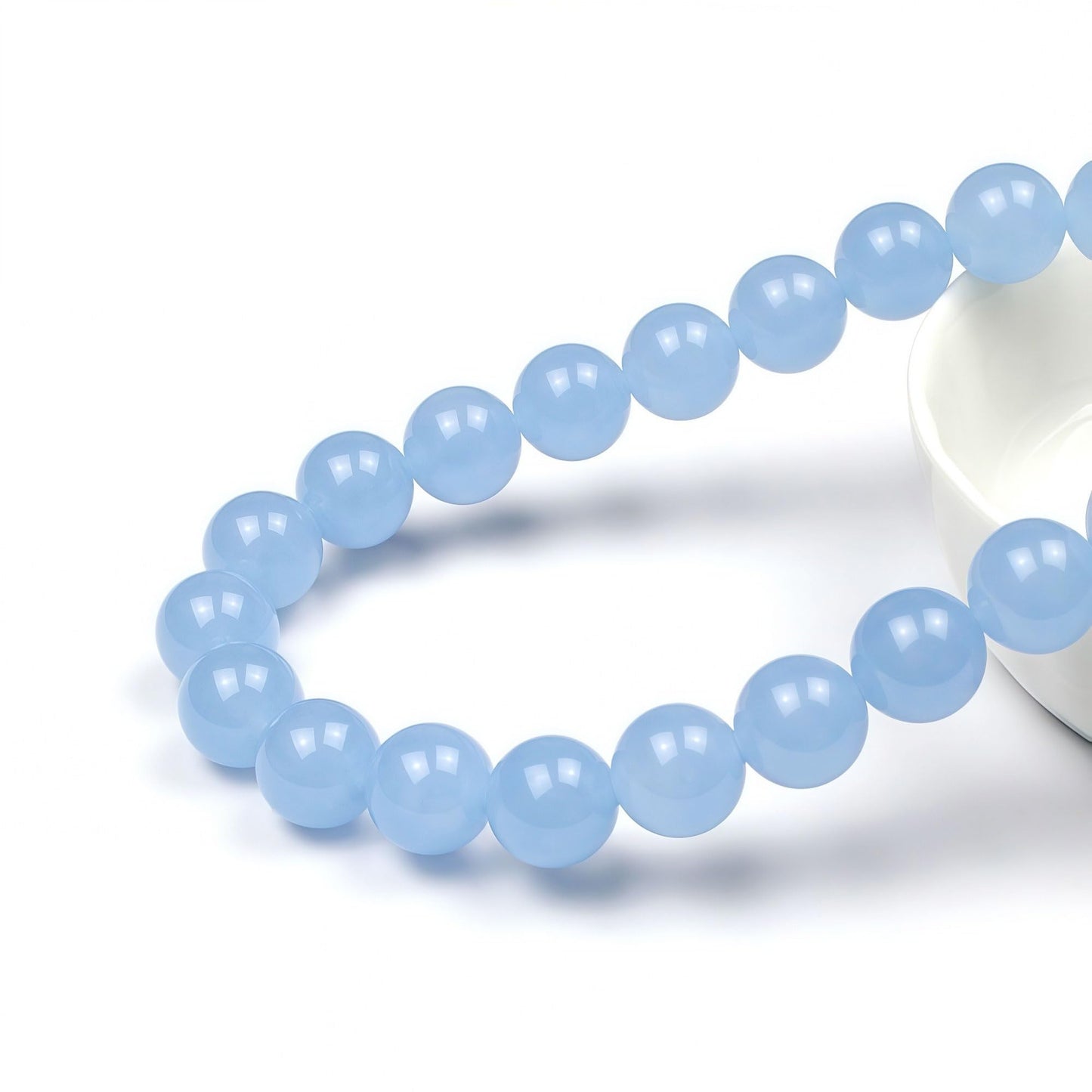 MJDCB Natural Aquamarine Chalcedony Round Loose Beads for Jewelry Making DIY Bracelet Necklace (6mm)