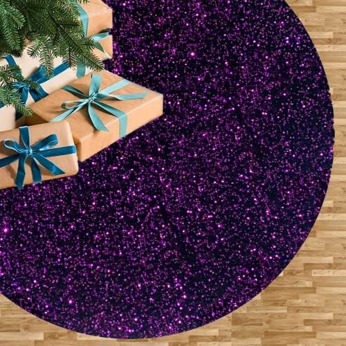 Purple Tree Skirts Christmas 21 Inch Sequin Glitter Tree Skirts Velvet Fabric Decoration Halloween Tree Skirt Glittery Pencil Tree Skirt for Festival Holiday Party Purple Ornament Decorations
