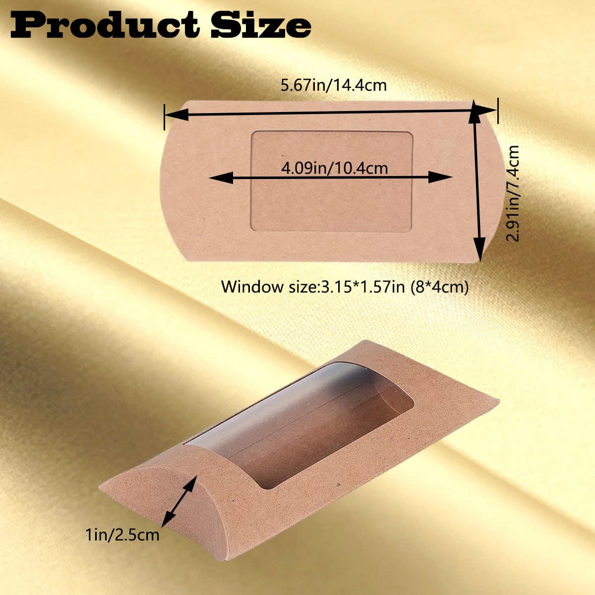 80 Pcs Pillow Gift Boxes with Windows,Kraft Paper Mini Pillow Packaging Box, Creative Favor Box Folding Treat Boxes with Clear Window for Bakery Candy Chocolate Jewelry Display Wedding Party Favor