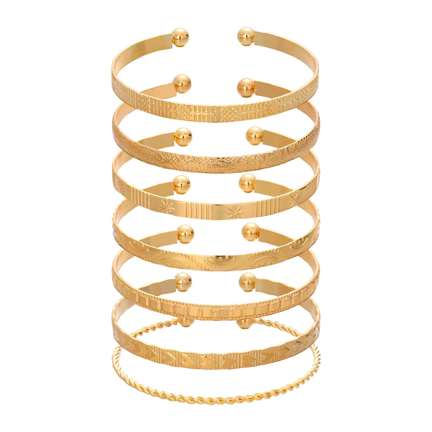 FUNOJOY Bangle Bracelets Set for Women, Multi Layer Stackable Cuff Bracelets, Boho Open Adjustable Bangle Jewelry Gift for Her