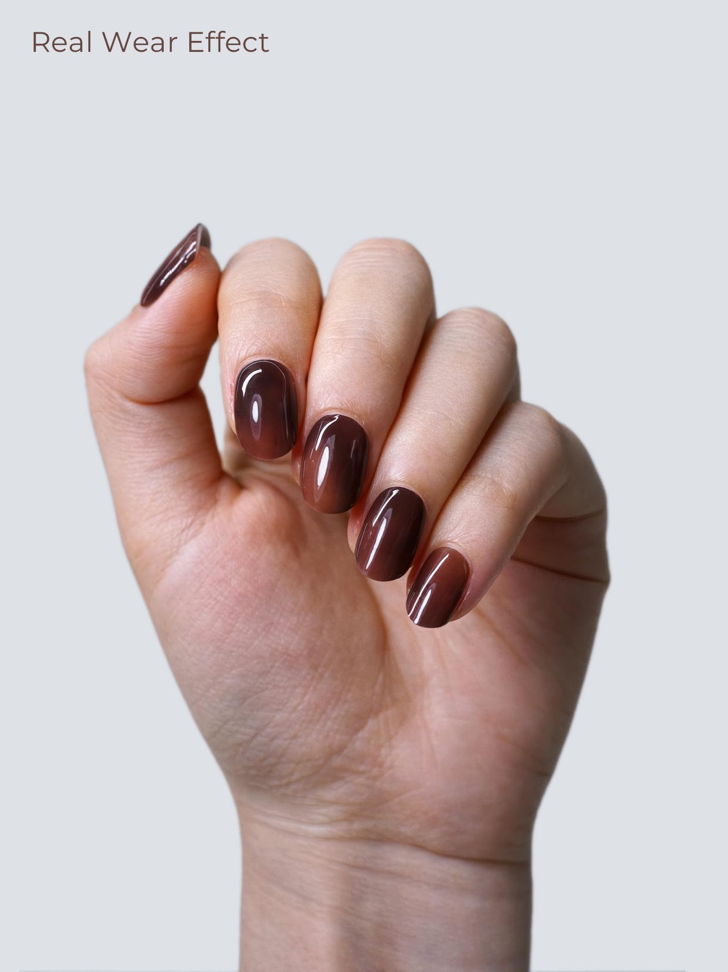 Beaolata Real Gel Nail Strips (No UV Light Needed) - 44Pcs Salon Quality Nail Stickers - Long Lasting Polish Wraps for Women, Easy Apply & Remove (Brown Leopard)