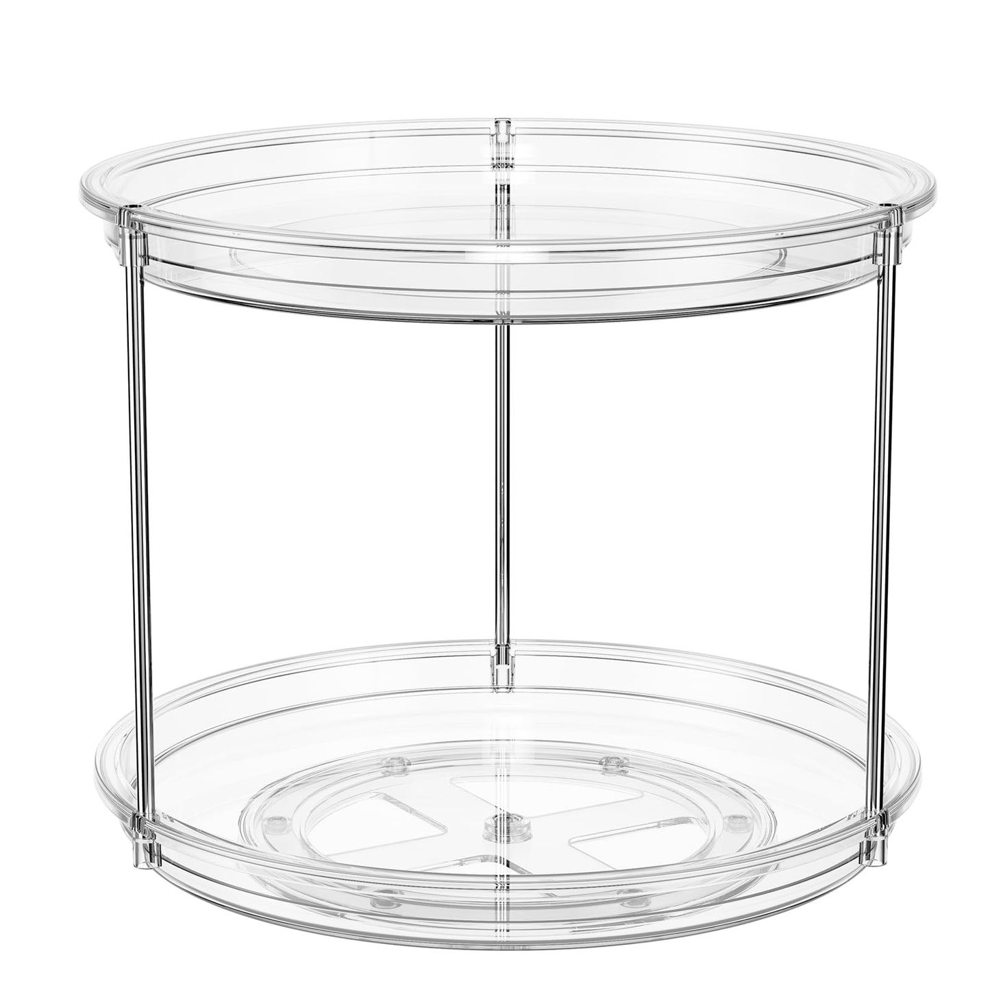LazySpin 2 Tier Lazy Susan Organizer, 9.25'' Lazy Susan Turntable for Cabinet, Stackable Turntable Organizer Rotating Spice Rack Organization for Kitchen Countertop, Pantry, Bathroom, Clear