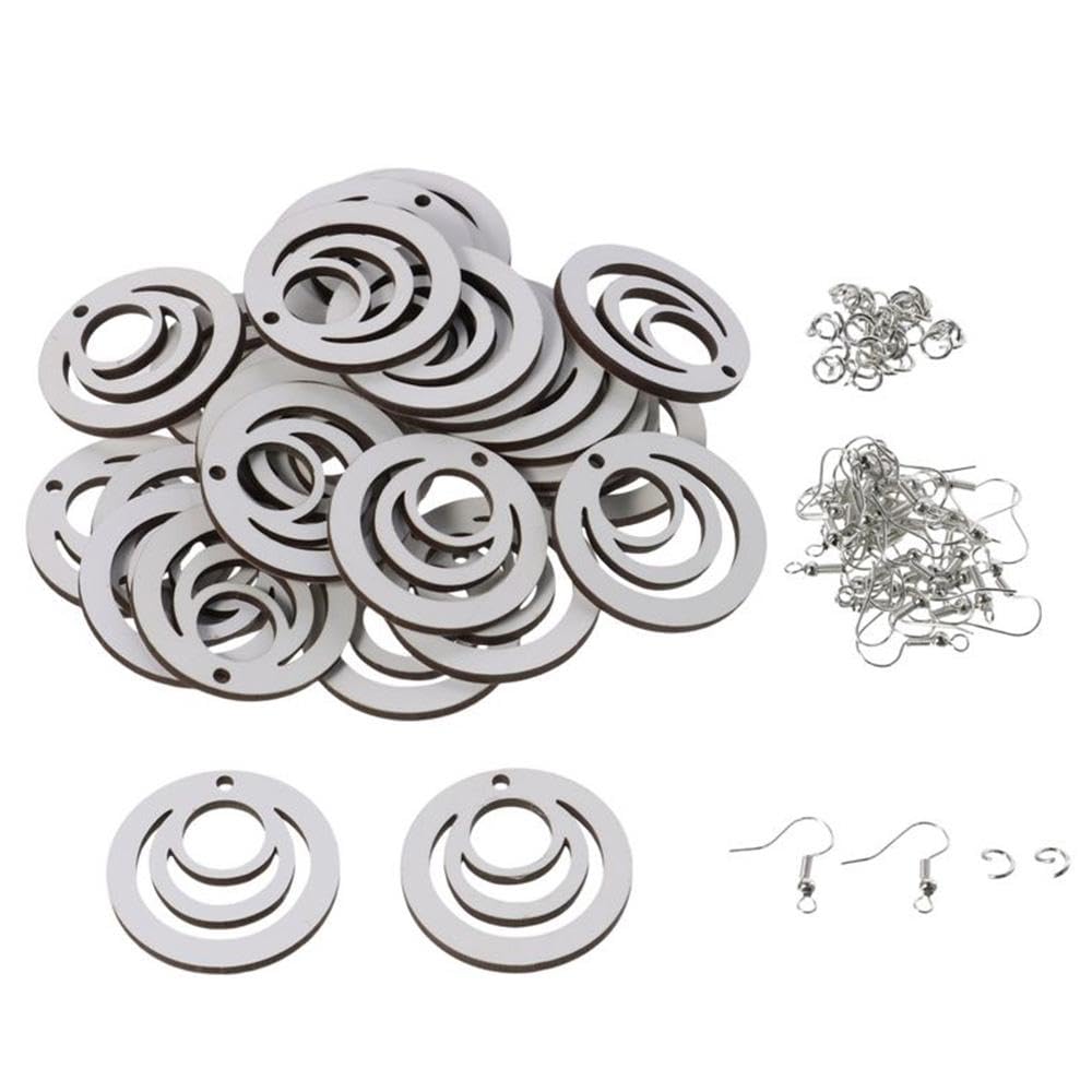 diyhub 30 Set Sublimation Blank Hollow Round Earrings Unfinished Teardrop Dangle Earrings Pendant for DIY Jewelry Making