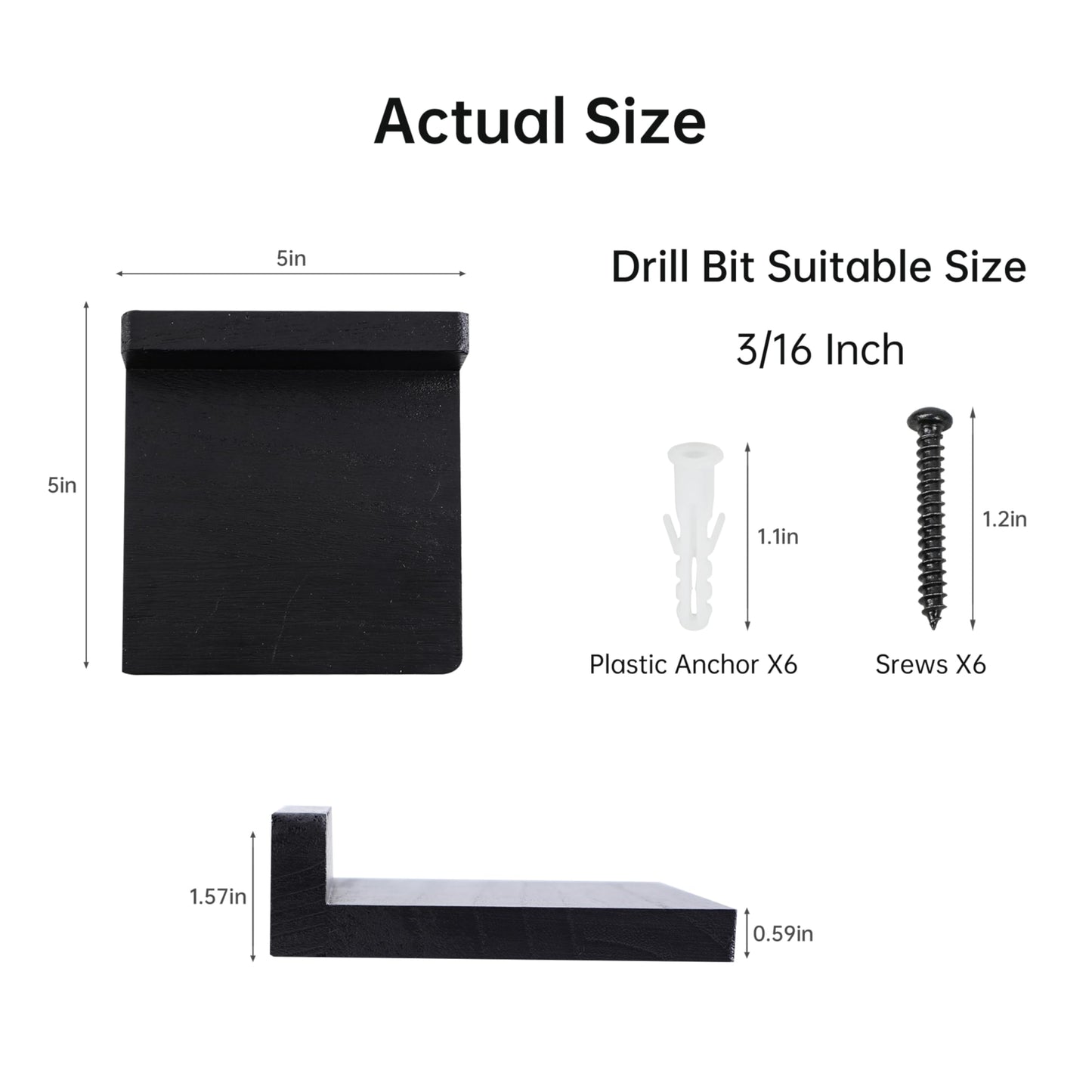 NIUBEST Small Floating Shelf, Set of 3 Black Shelf for Wall Decor Storage Wall Mounted Small Shelf for Bedroom Living Room Bathroom Kitchen -5x5 Inch