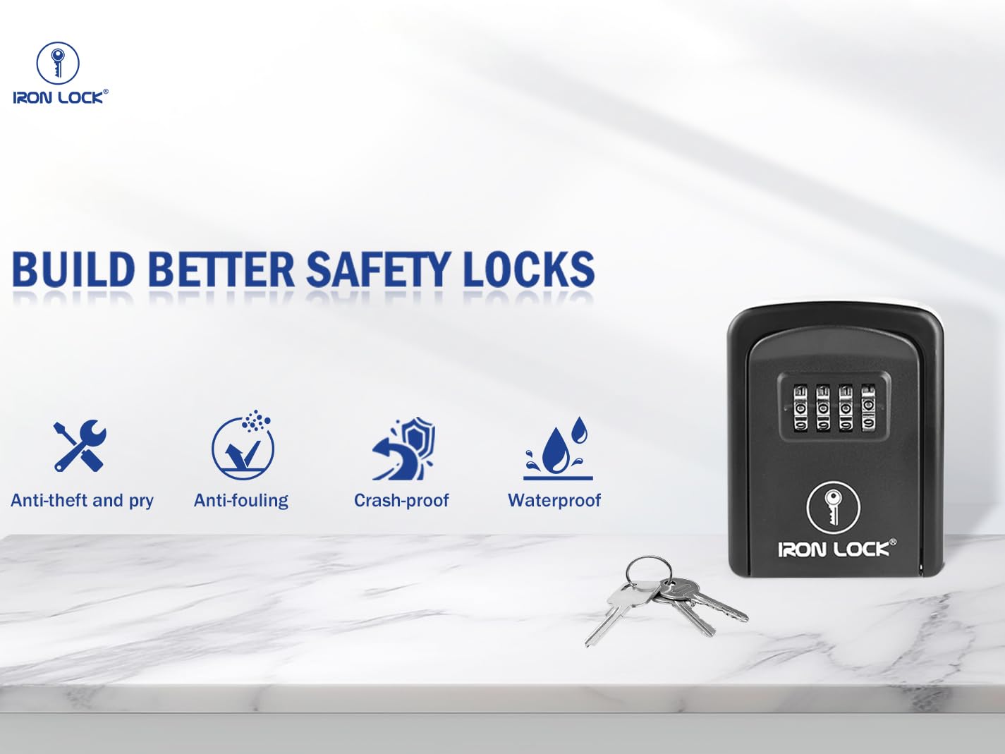 Iron Lock® Key Lock Box Wall Mount – Waterproof Heavy Duty Metal Lock Box for Keys with 4-Digit Combination & Resettable Code – Outdoor/Indoor Key Safe for Home, Office & Airbnb (Black, Small)