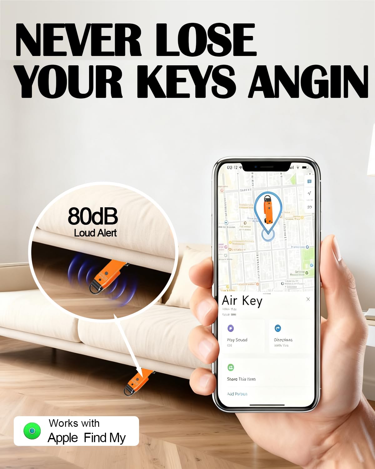 ShiChextasy Air Keychain with GPS Tracker : Lightweight Compact Key Holder for Outdoor Use - Minimalist Metal Key Organizer (Orange)