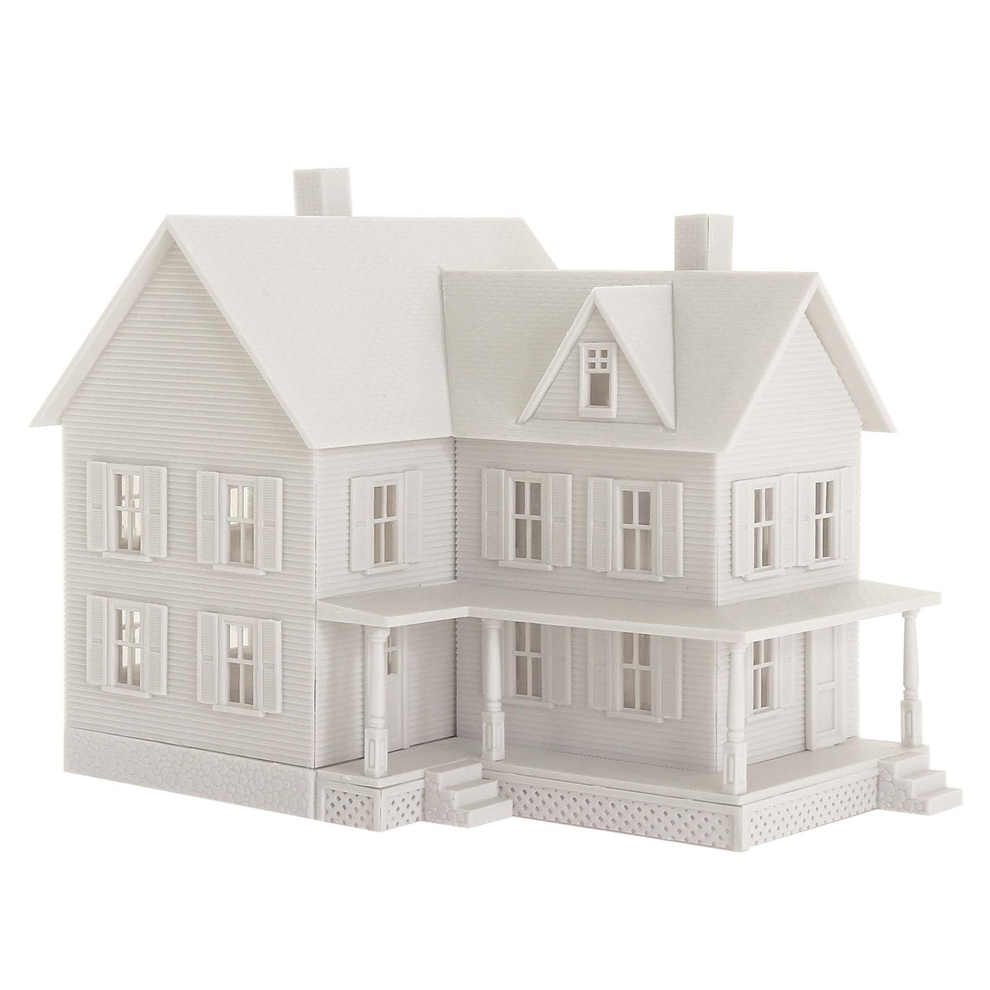 HO Scale Model Blank Village Two-Story House Kit Unassembled Christmas Building for Model Railroad (JZHO6871JJ)