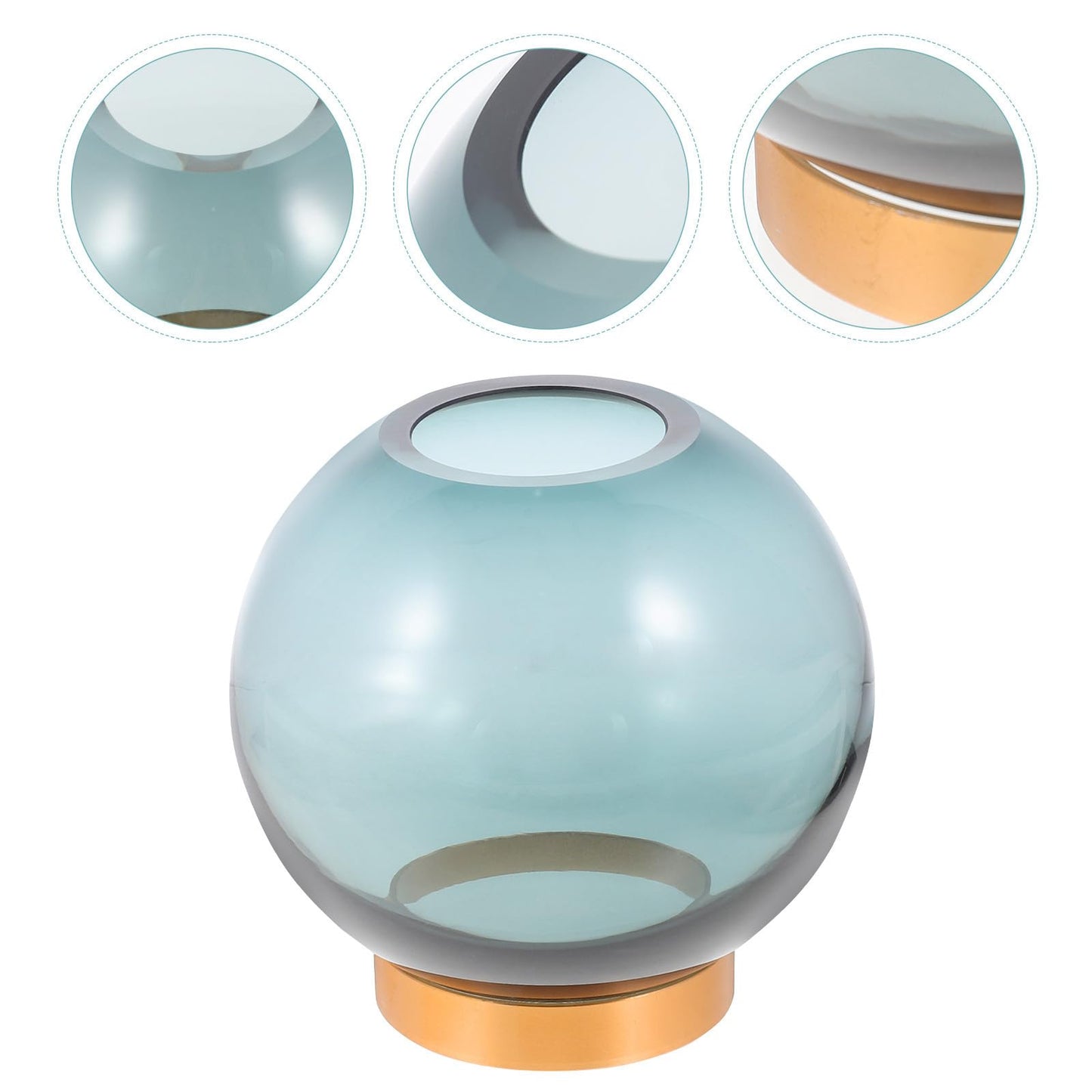 Cabilock Glass Hydroponic Vase with Copper Stand, Small Round Floral Arrangement Terrarium for Indoor Plant Decor and Hydroponic Flowers Display