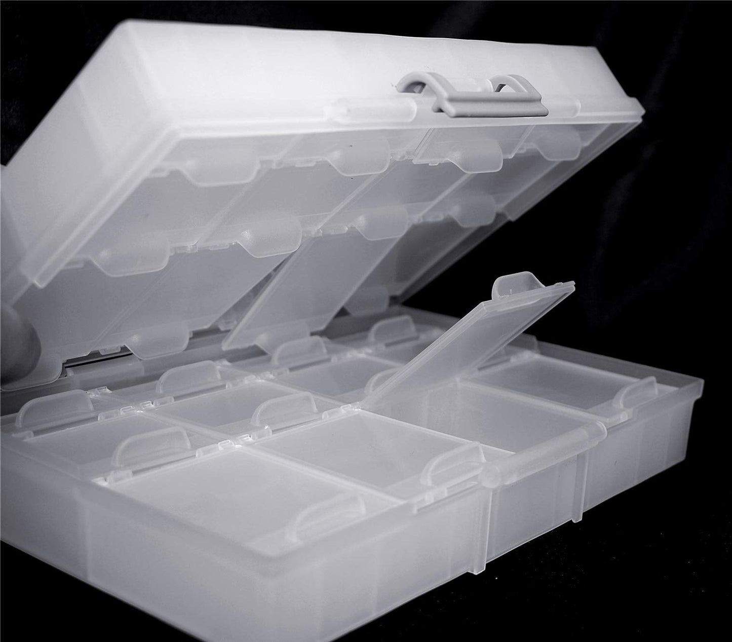 Aidetek half transparent BOX-ALL-24 small parts beads stationery jewelry box organizer for sorted parts 3 sizes 24 compartments with lid
