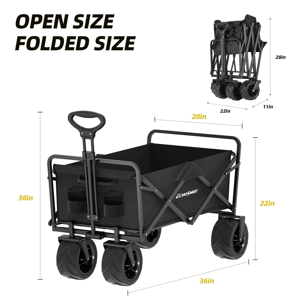 Wagons Carts Foldable Heavy Duty 350L Cap for Camping