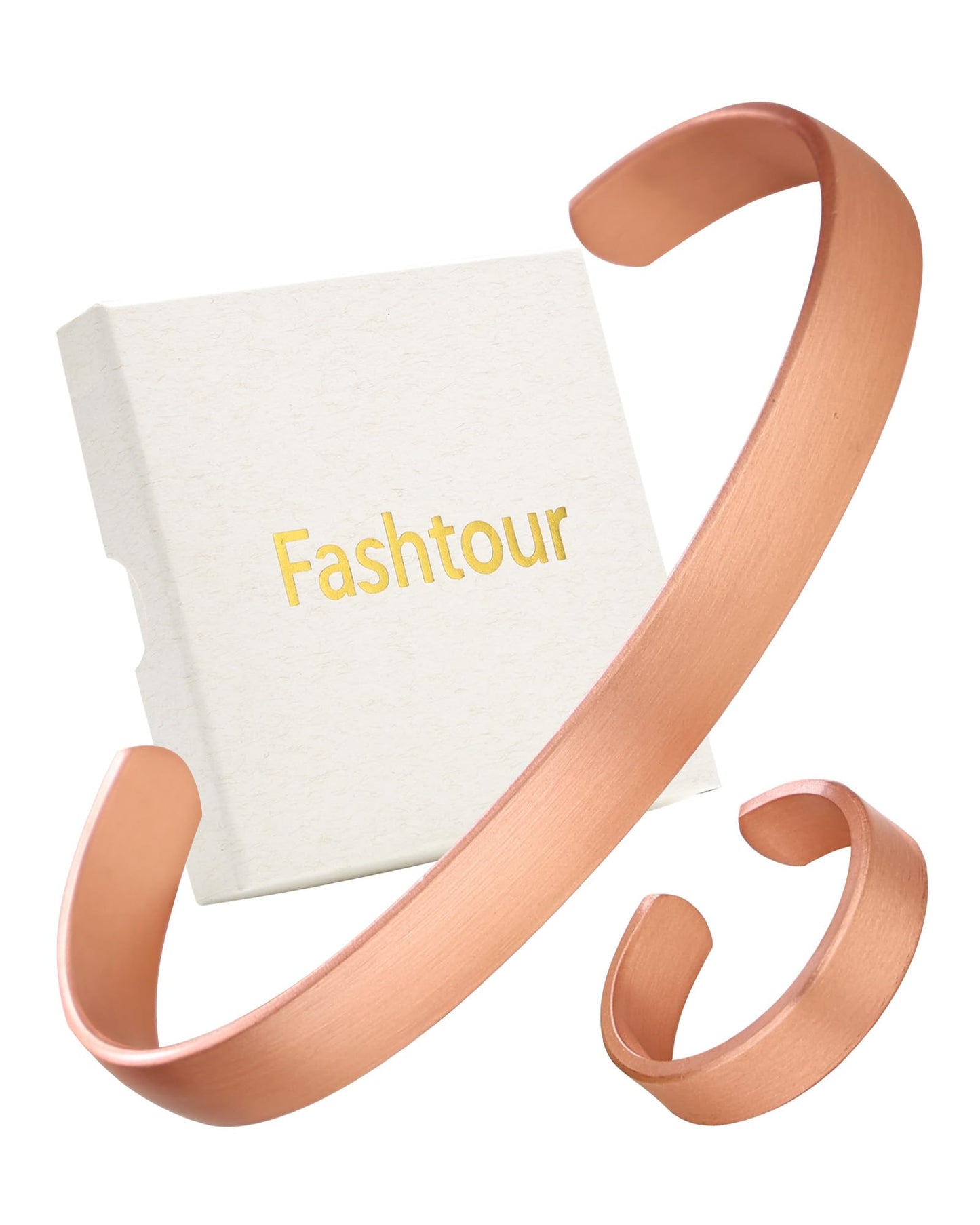 Fashtour Pure Copper Bracelet and Ring Set – Copper Bracelet for Men & Women – 100% Solid, Raw & Uncoated Handmade Hammered Tibetan Cuff Bangle (copper076-set)
