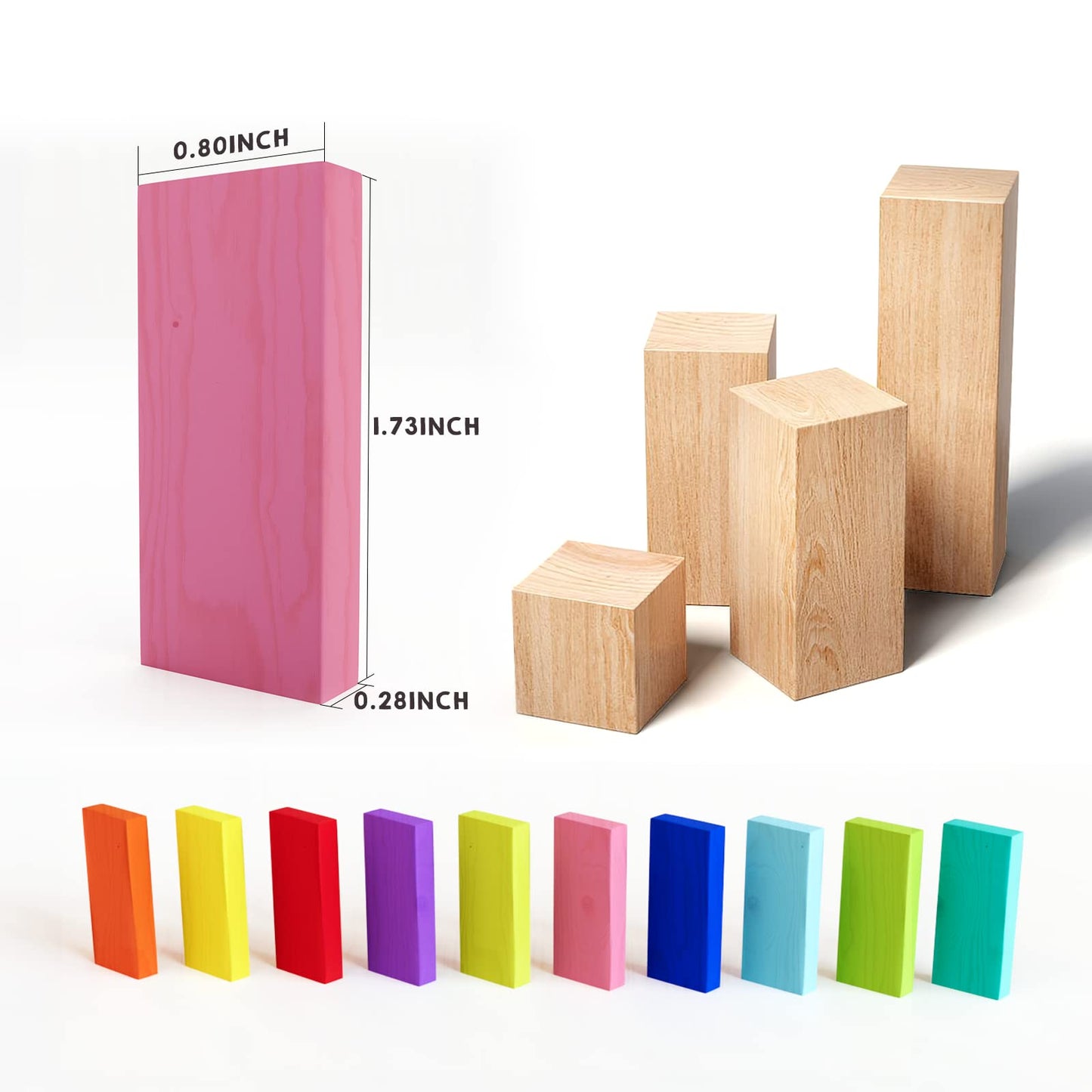 WOOD CITY 1000 Piece Dominoes Set for Kids with Extra 20 Blocks, Colorful Dominos Tiles for Building, Stacking, Racing, Tumbling, Wood Domino with Storage Bag and Box, Educational Toy