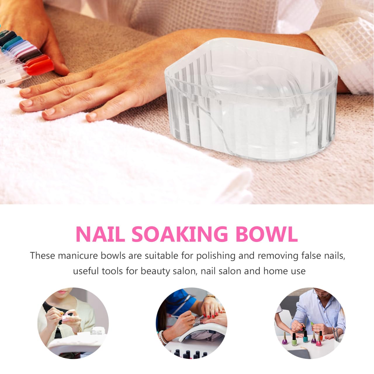 SOIMISS Acrylic Nail Soaking Bowl for Nail Polish Removal and Cuticle Softening Fits One Hand Suitable for Home Manicure Treatment Tray