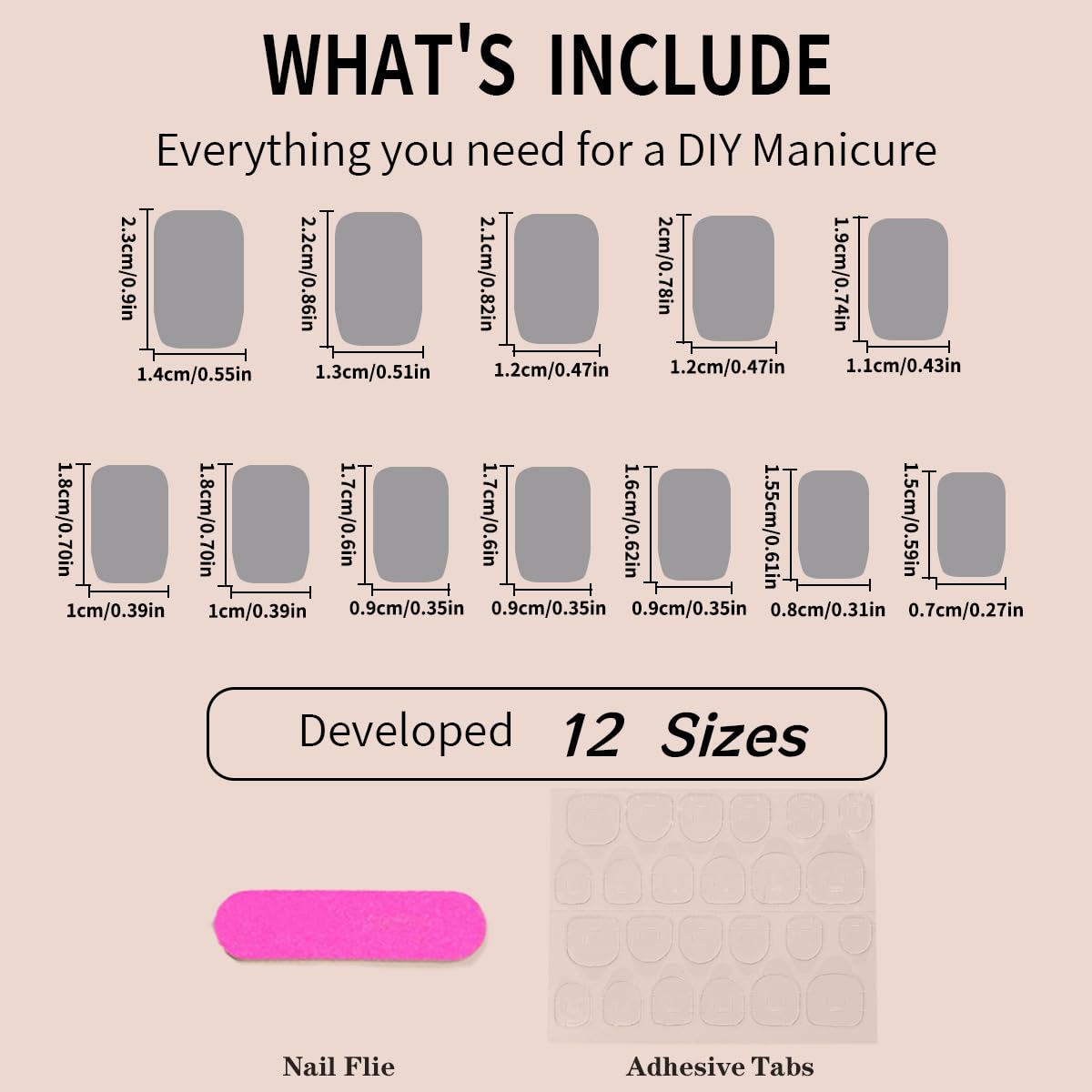 Square Press on Nails Medium Ombre Fake Nails Nude Pink Gradient Acrylic Nails with Glossy Nature Designs Artificial False Nails for Women Manicure Nails Decoration 24Pcs