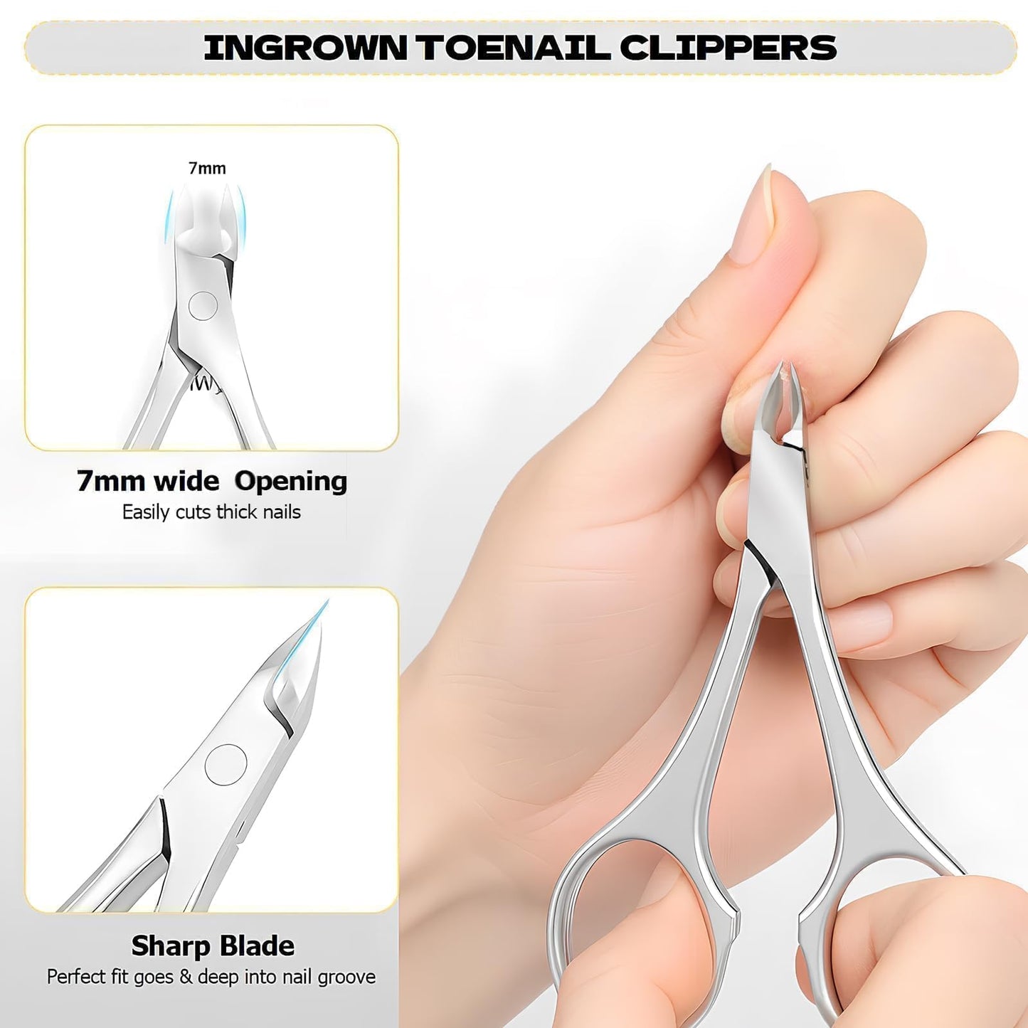 Criyar Scissor-like Handle Cuticle Nippers with Spring Action, Fine Blade Cuticle Trimmer and Remover for Manicure Pedicure Nail Tools and Supplies, Nail Scissors & Nail Clippers (Silver-1 PACK)