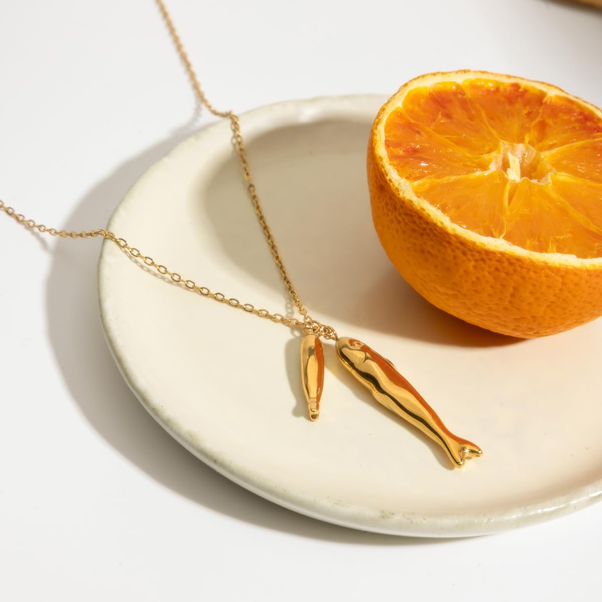 MURNA KARE Beach Necklaces for Women - Fish Pendant Necklace, Waterproof Ocean Summer Beach Jewelry