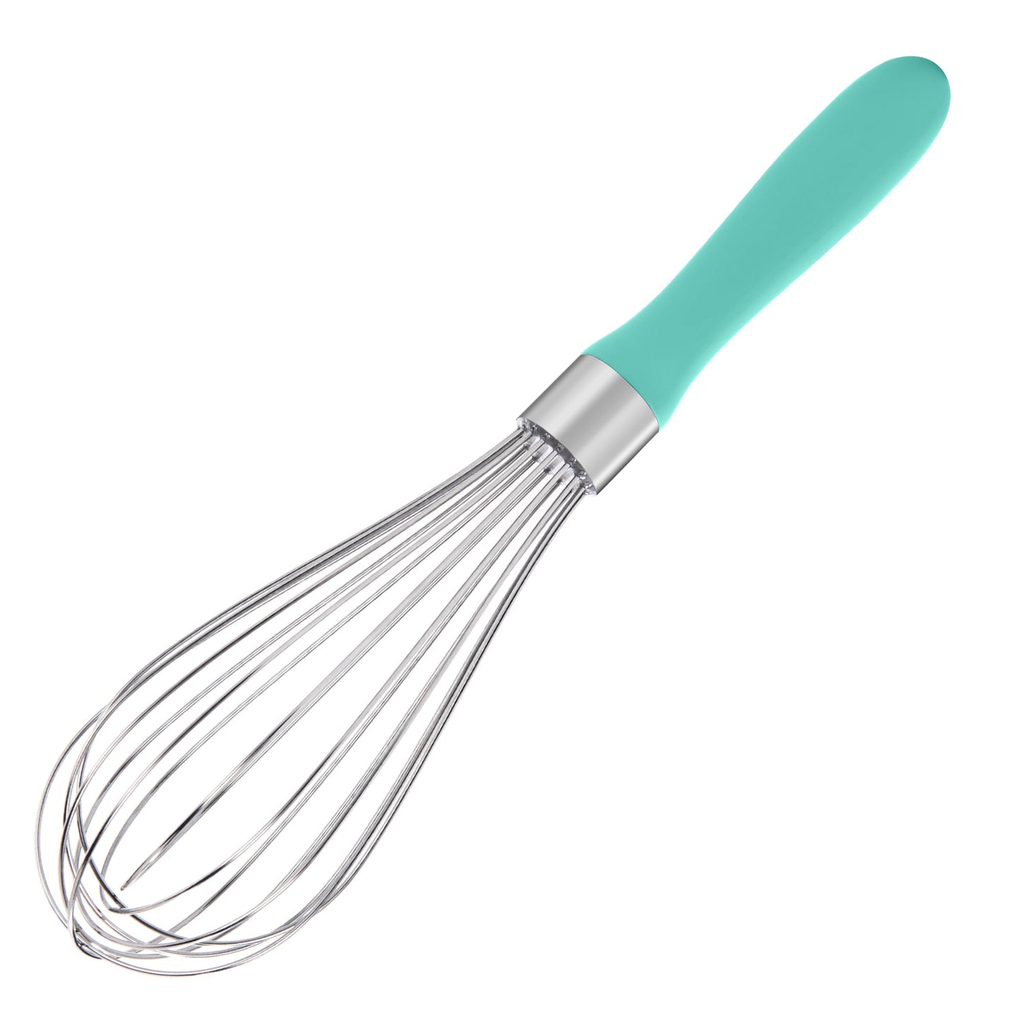 U-Taste Balloon Whisk for Cooking: 18/10 Stainless Steel Kitchen Wire Whisk, Medium Heavy Duty Egg Beater, Manual Baking Mixing Tool with 8 High Flex Wires for Stirring, Blending Sauce (Aqua Sky)