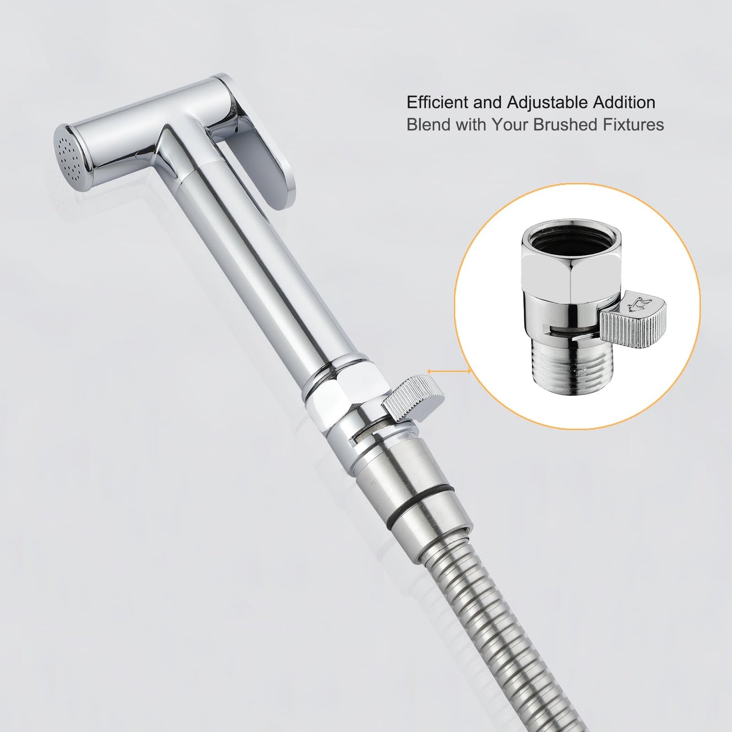 Chrome Water Flow Control Valve, G1/2" Shower Head Flow Control Valve, Brass Shut Off Valve for Handheld Shower, Water Pressure Regulator Replacement for Shower System