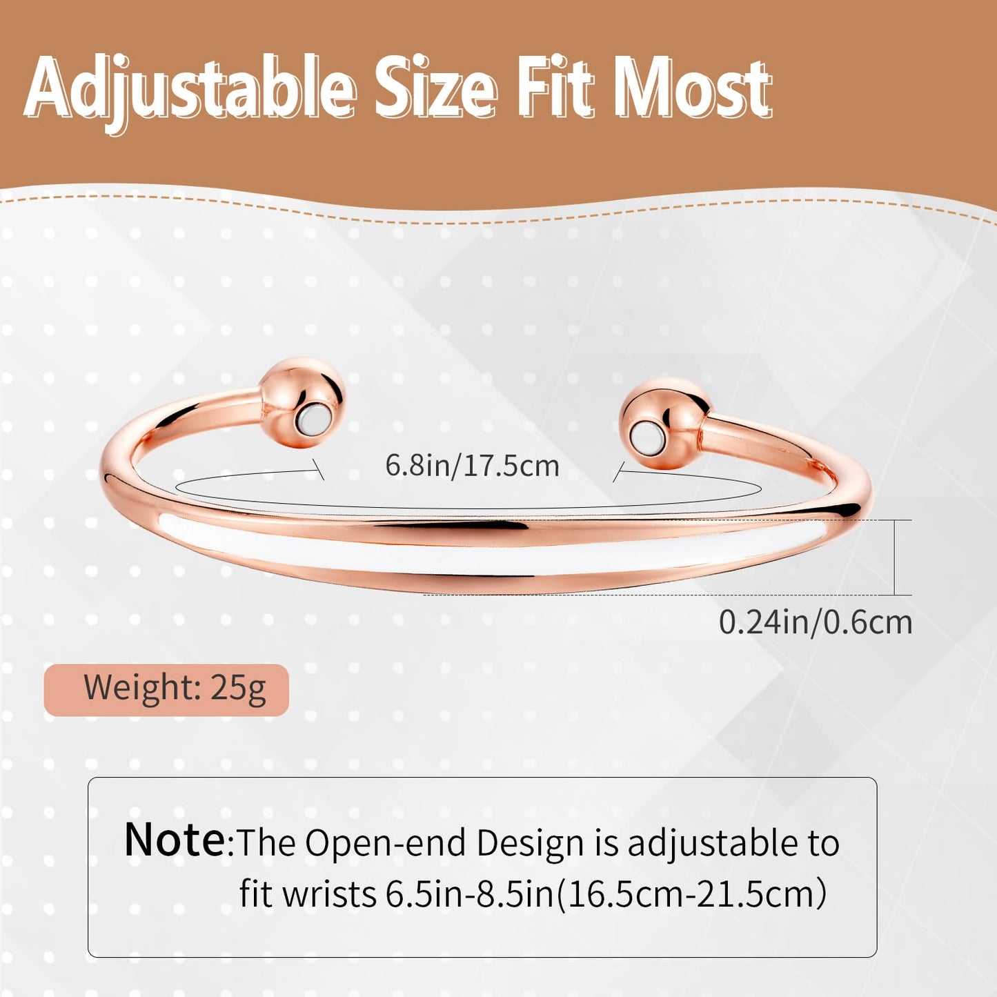 BioMag 2Pcs Copper Bracelets for Women Men, 99.9% Pure Copper Magnetic Bracelet Cuff Bangle with 8Pcs Magnets, Adjustable Jewelry Gifts