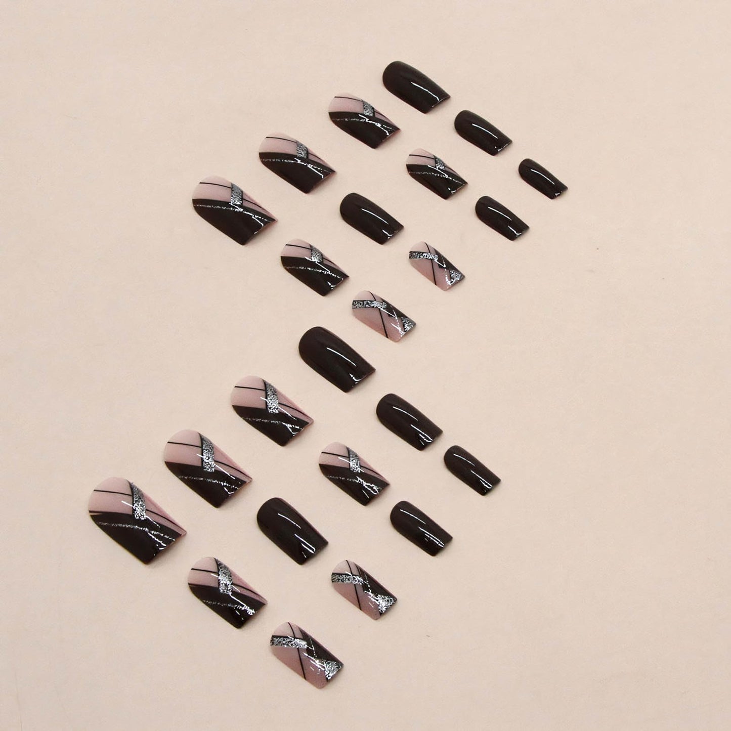 24Pcs Liquor Red Press on Nails Medium RTKHFZE Square False Nails with Glitter Line Designs Fake Nails Medium Length Full Cover Acrylic Nails Stick on Nail for Women Nail Decorations