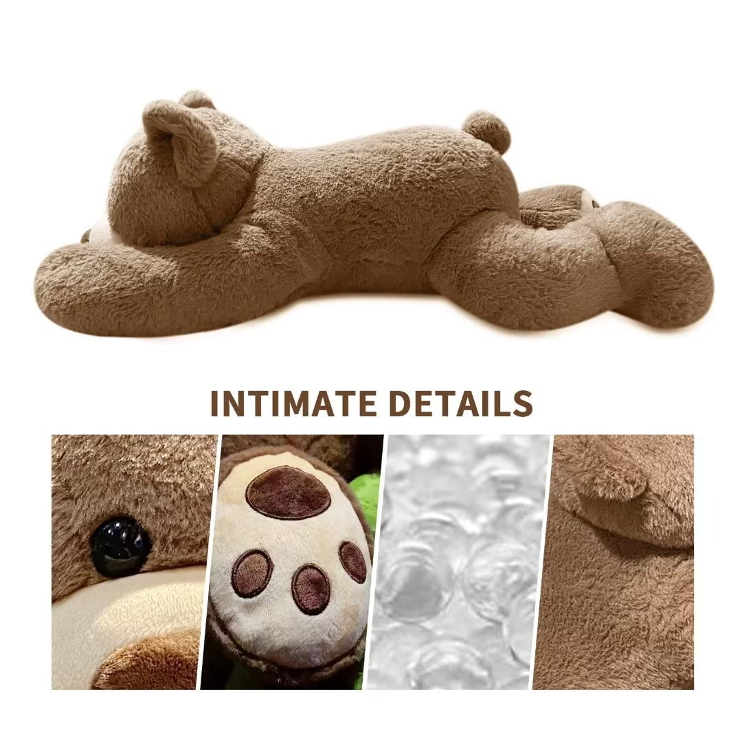 Fiosnow Weighted Stuffed Animals for Adults Brown Bear 3.5lbs 24" Weighted Plush Animals for Kids Throw Pillow Hugging Toys