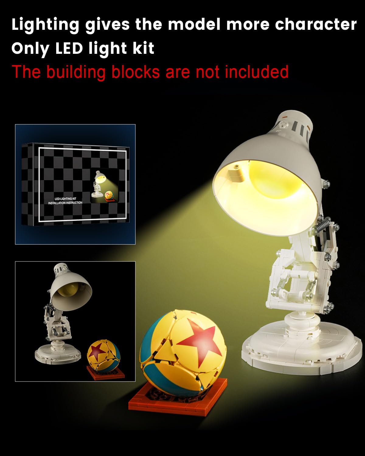 Mililier LED Light Kit for Lego 21357 Pixar Luxo Jr. Building Set, Compatible with Lego 21357 Building Blocks Model(Not Include Blocks Set)
