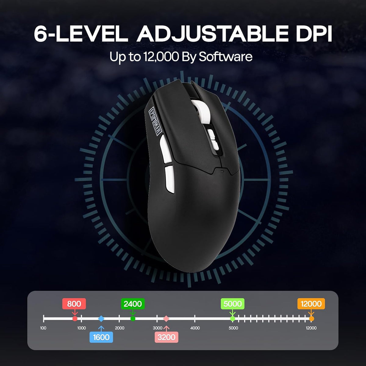 EPOMAKER Click Lite Wireless Gaming Mouse, 800 to 12,000 DPI Adjustable, PAW3311 Sensor, 500mAh, 59g, 2.4G/BT/USB-C Rechargeable Wireless Mouse with 5 Programmable Buttons for PC/Mac/Linux (Black)
