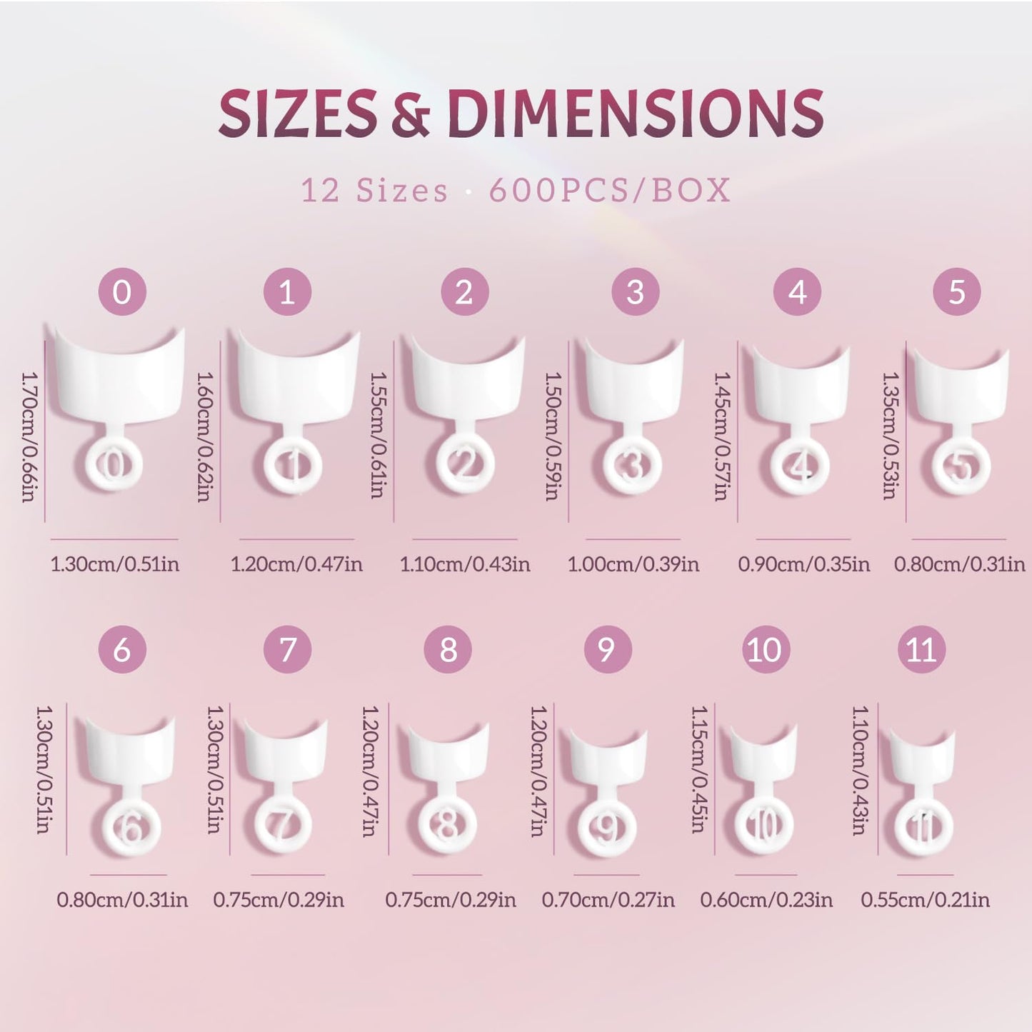 Ranrose 600PCS Short French Style False Nails Half Cover Nails Tips,White Short Acrylic Extension Finger Nail 12 Sizes with Box