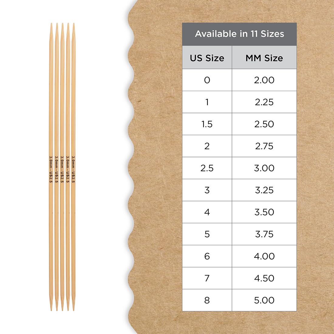 Knitter’s Pride Bamboo Luxe Double-Pointed Needles 6"" (15cm) – US Size 2.5 (3mm)