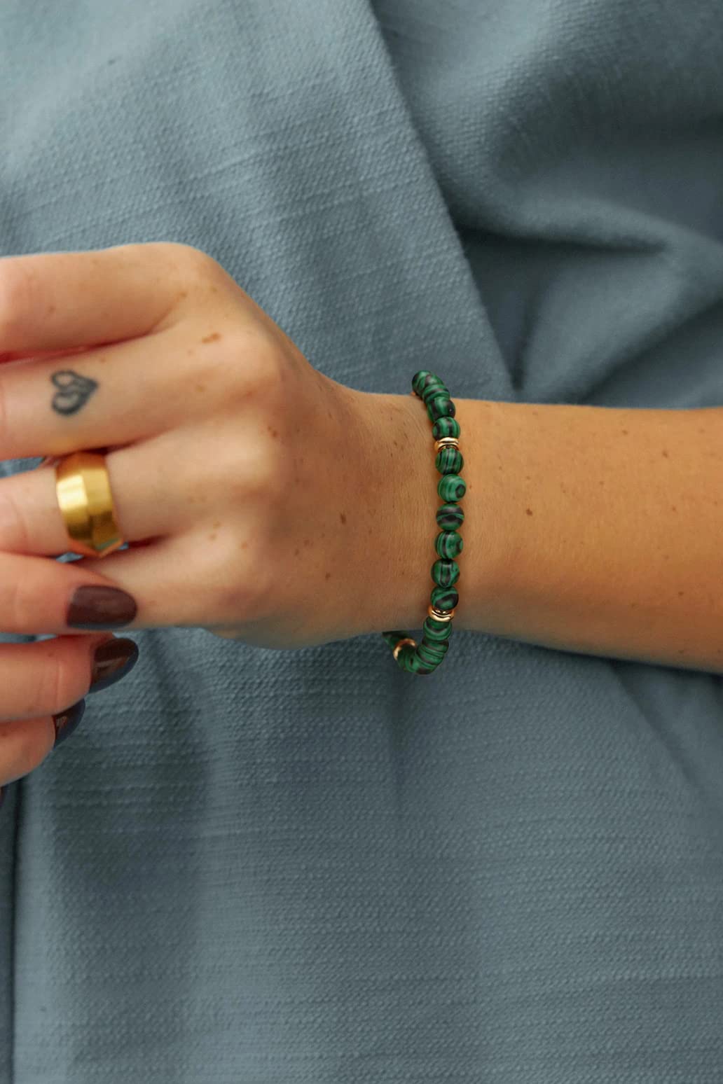 POTESSA Malachite Beads Gemstone Bracelet Healing Crystal Stone Women Stress Relief Reiki Yoga Energy Bracelet