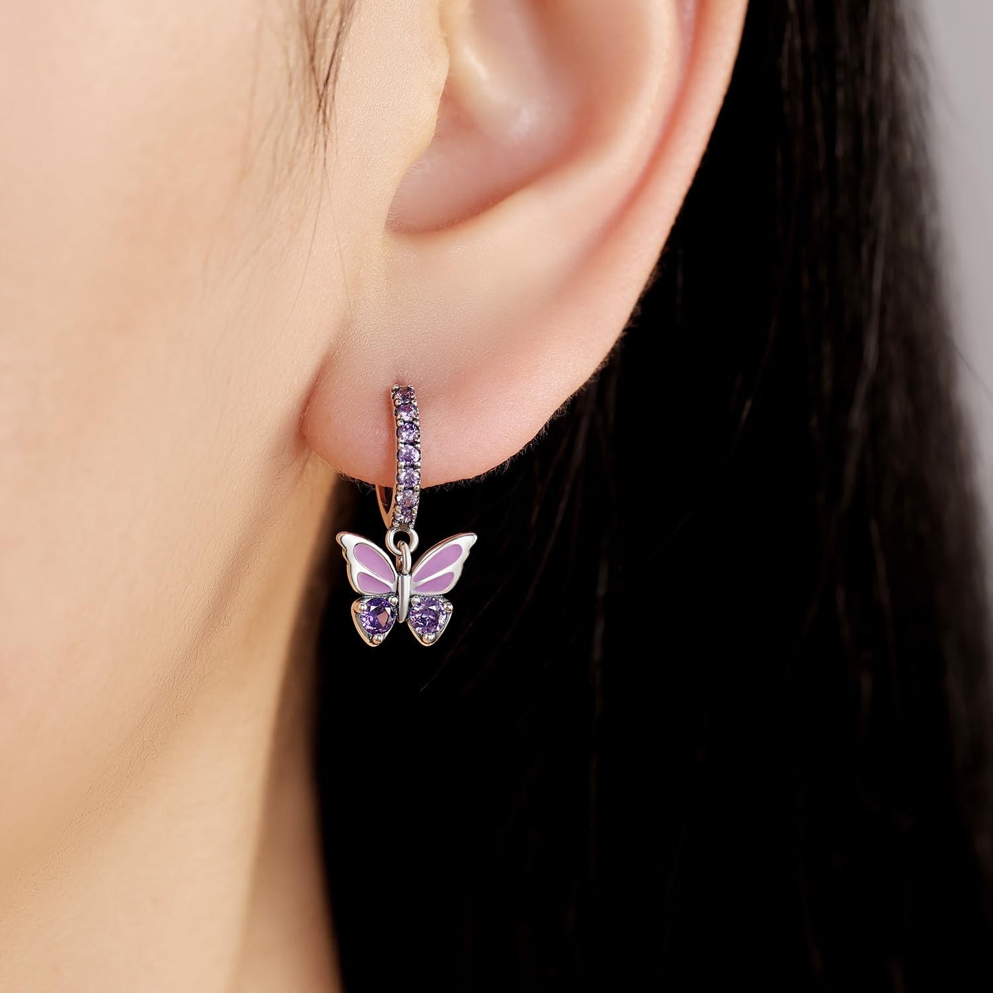 Cycuff 925 Sterling Silver Hoop Earrings Colorful Cubic Zirconia Jewelry Drop Earrings for Women Set Earring Presents for Her