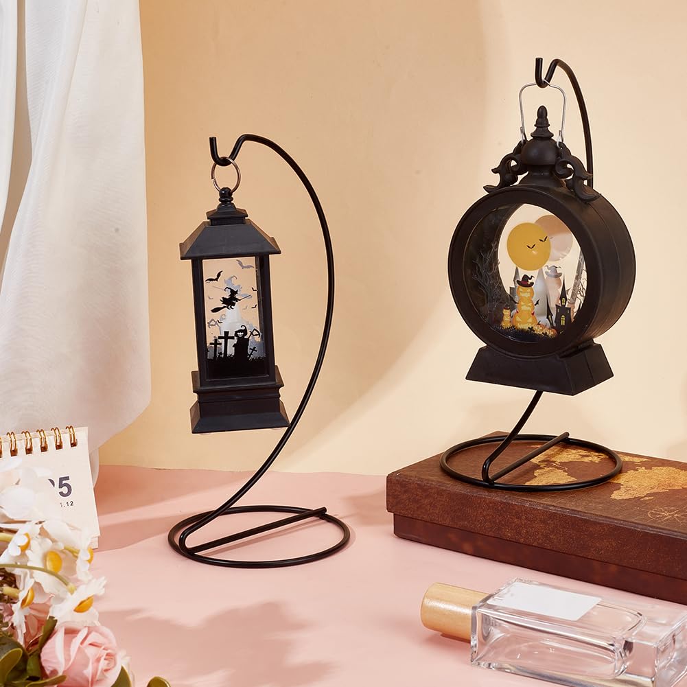 DELORIGIN 6pcs Ornament Display Stand Hanger Holder Glass Globe Iron Wire Stand Hanging Hook Rack for Christmas Lanterns Hanging Air Plant Terrarium Witch Ball Decor DIY Art Craft Display(Black)