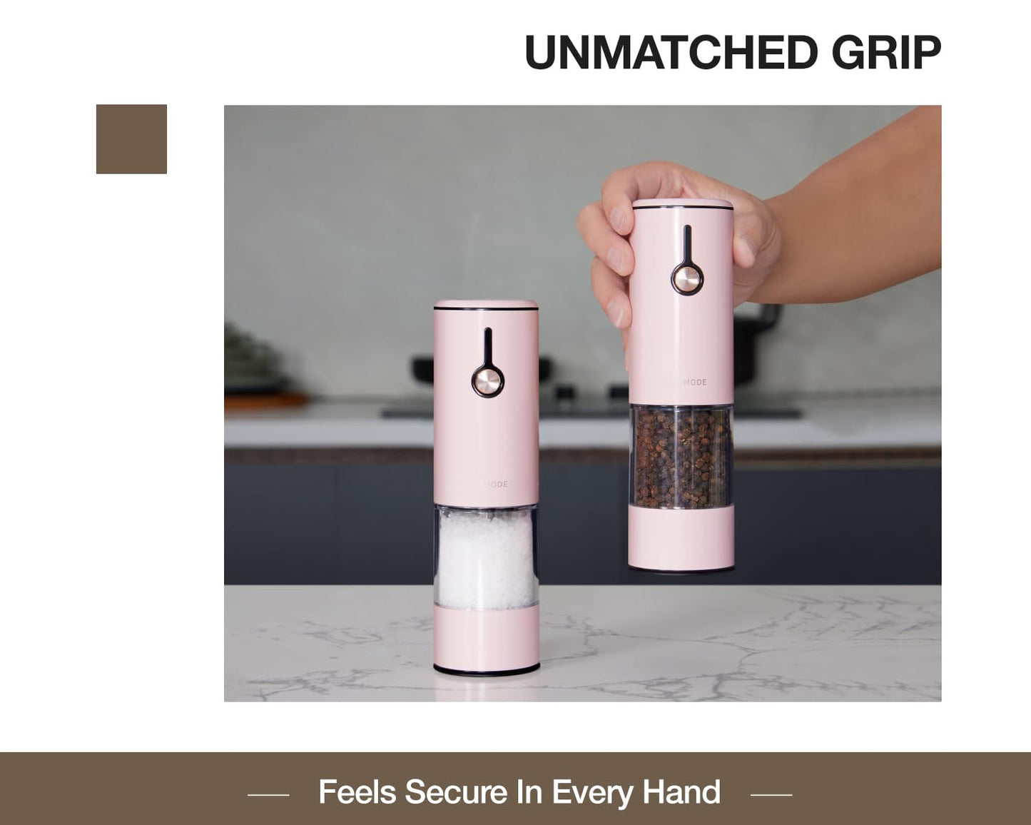 Electric Pepper Grinder and Salt Mill Set - Large Capacity USB Rechargeable Automatic Grinder with Dual LED Lights, One-Handed Operation & Slide Cover - Brushed Stainless Steel