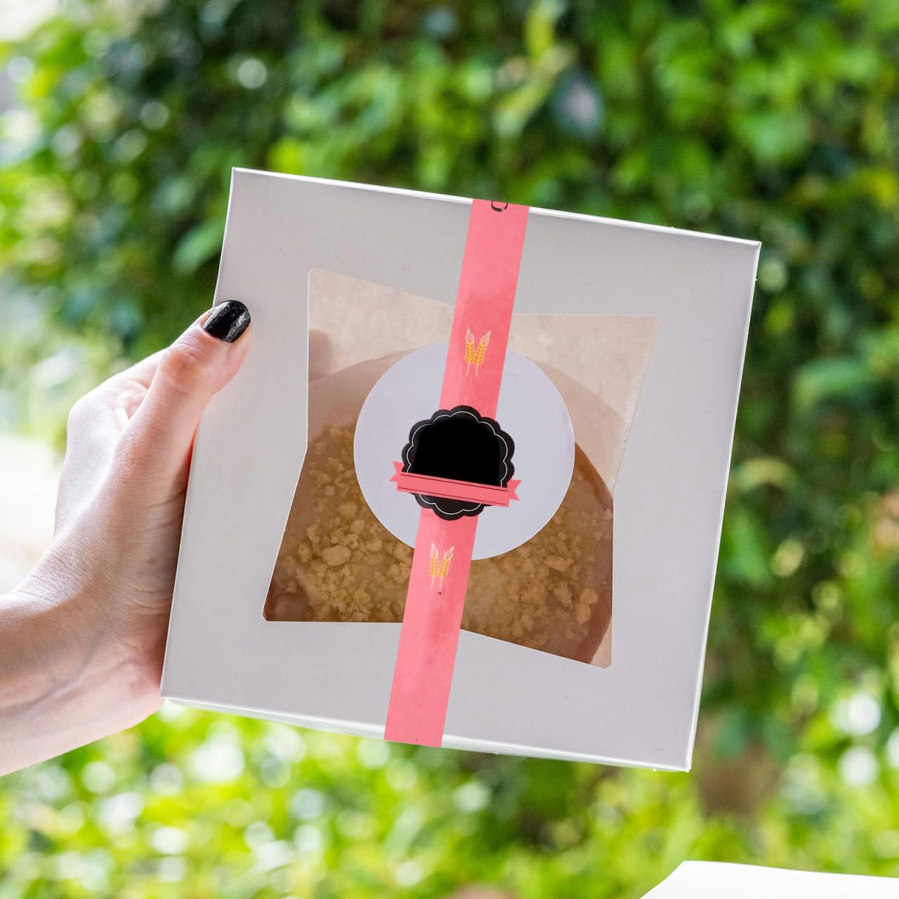 Self Adhesive Paper Sealing Stickers - 100pcs Seal Labels for Packaging - Pastry Seal Strip for Handmade Craft Art - Food Retail Package Sticker Baking Scrapbooking -
