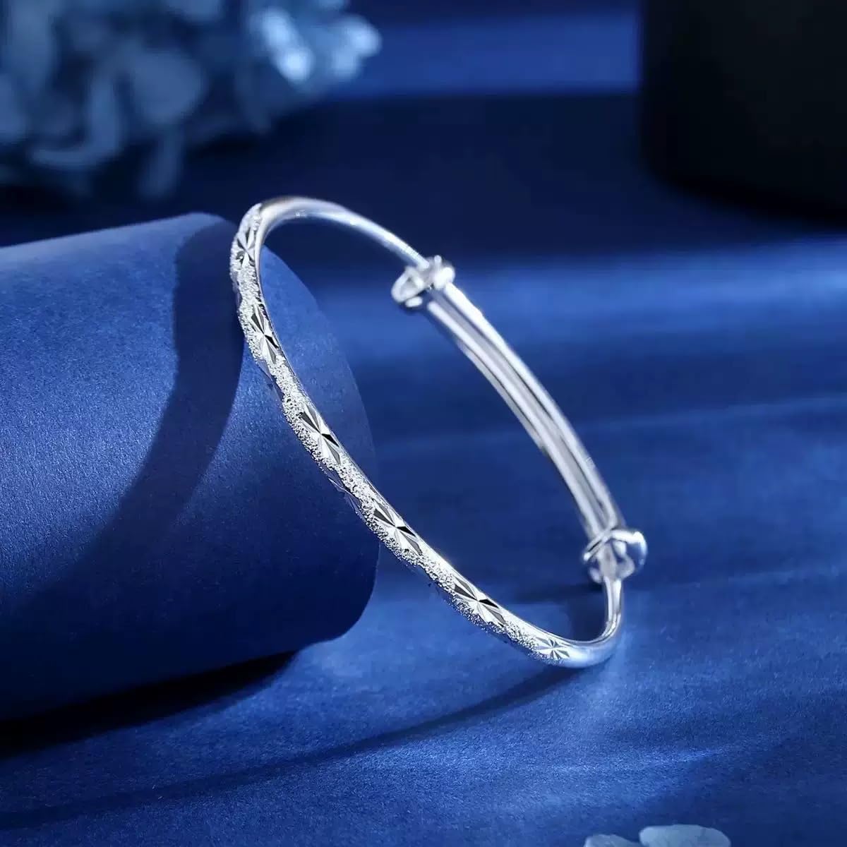 Handmade 925 Sterling Bangle Bracelet Dainty Silver Shining Stars Cuff Bangles for Women Adjustable Bangle Bracelet lucky Jewelry Birthday & Christmas Gifts