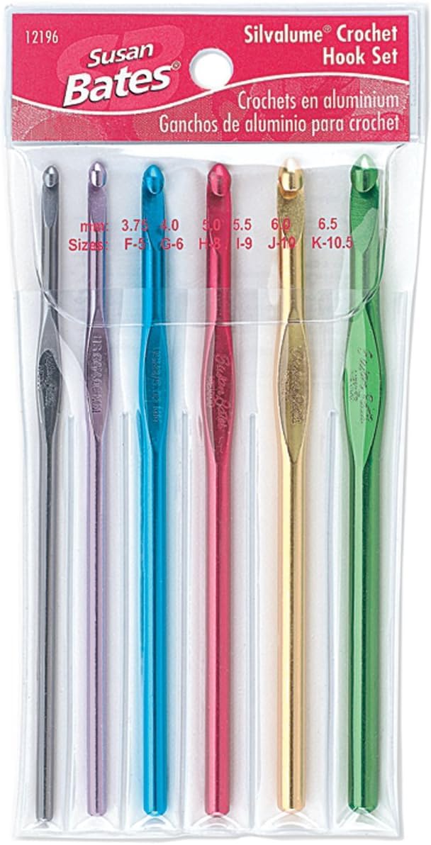 Susan Bates Silvalume Crochet Hook Sets in Pouch Sizes F, G, H, I, J, K, L, M, N
