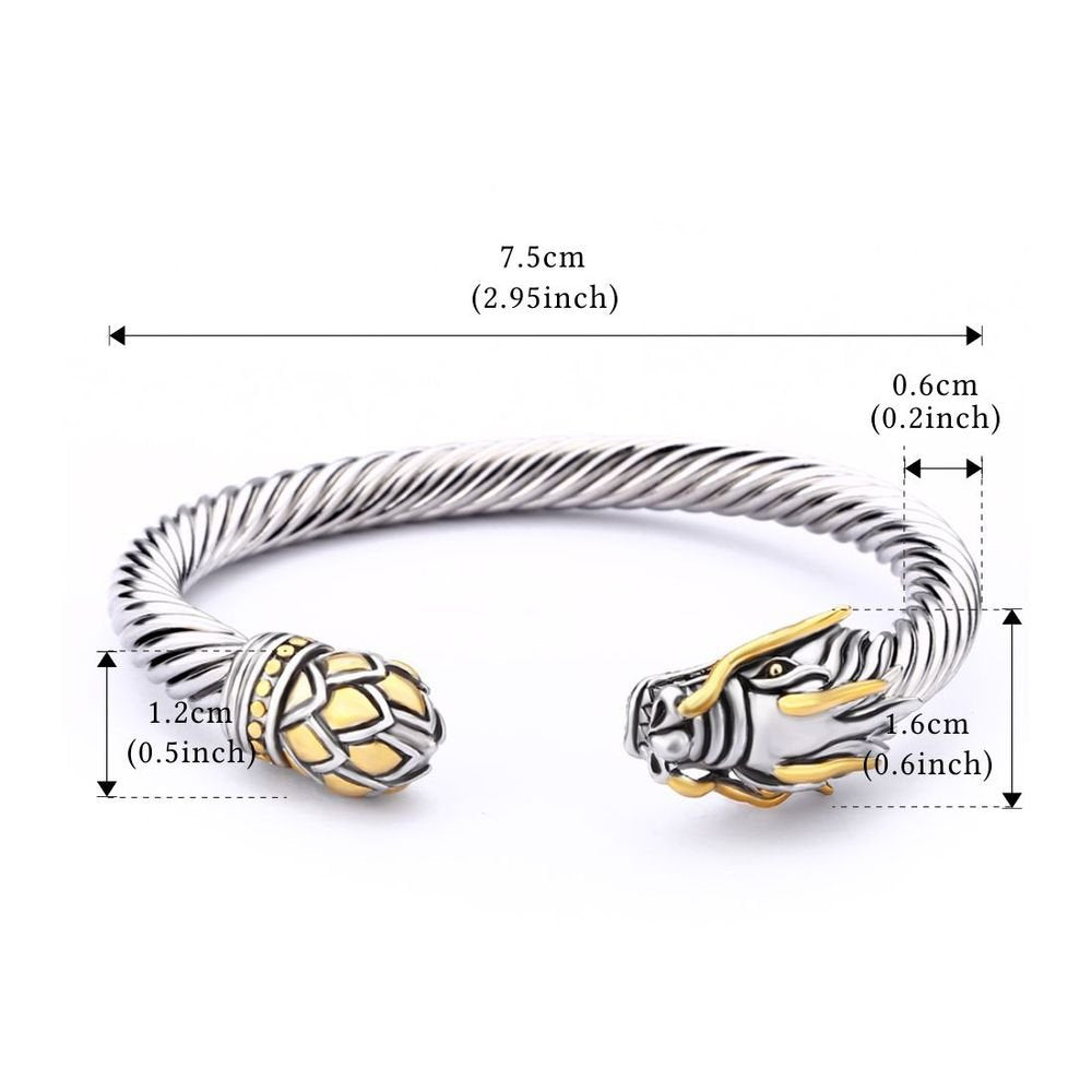 UNY JEWEL Jewelry Chinese Dragon Twisted Cable Wire Bracelet Cuff Bangle Vintage Cable Classics (Dragon Cable Cuff)