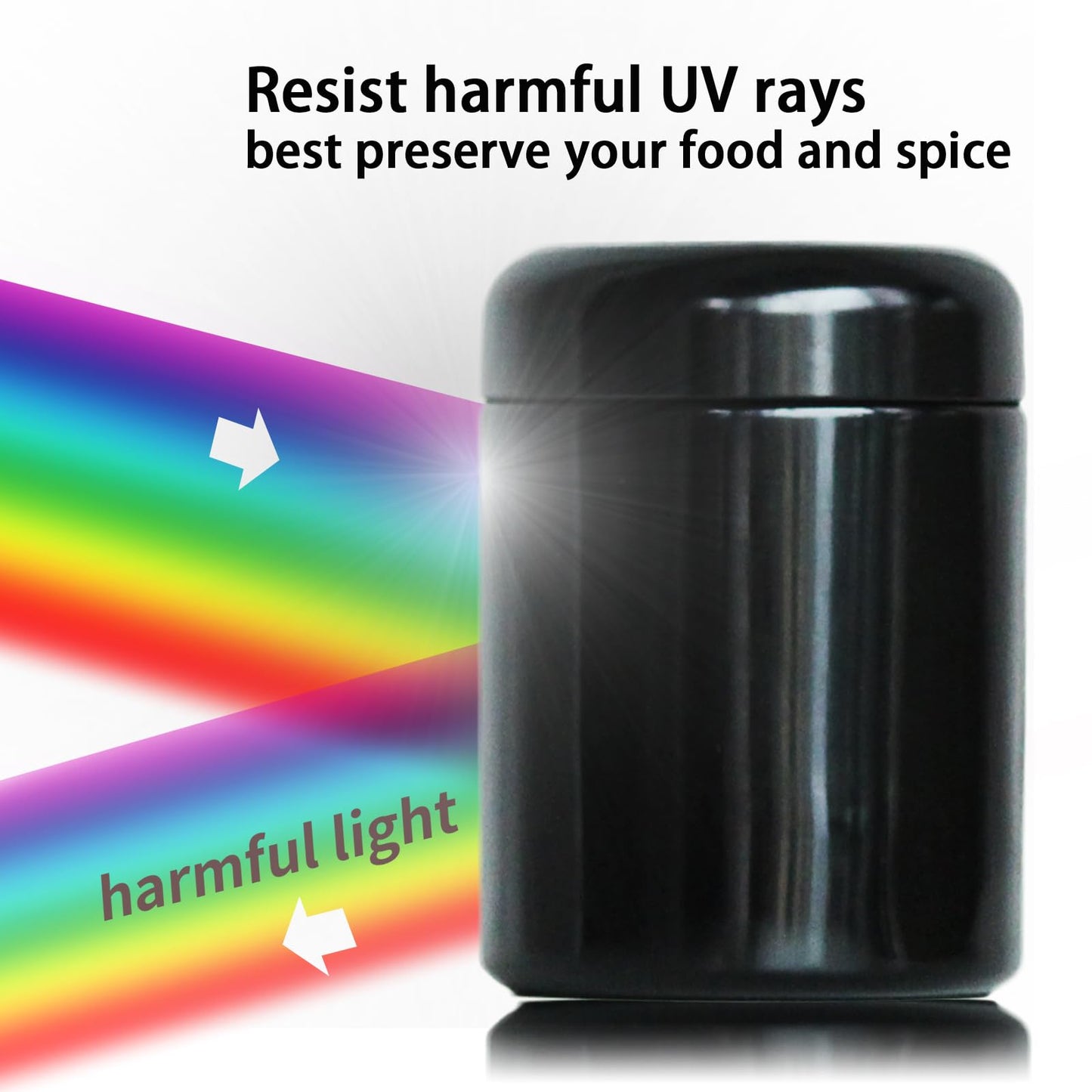 Matoolser Black Glass Storage Container Jar 250ml Half Oz with UV Protection for Spice Coffee