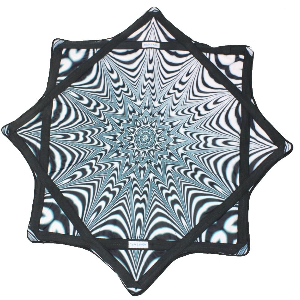 Mougee (moo-JEE) Air Flow Star - EON Design Collection - for Beginners&Advanced - Fun&Challenging - Double Stitched Flow Toy - Vibrant Colors&Patterns 28” Diameter - Zebradelic