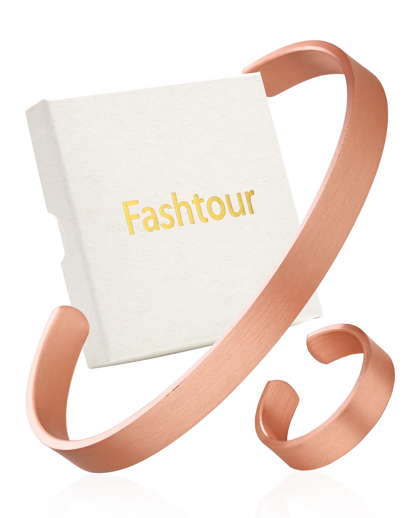 Fashtour Pure Copper Bracelet and Ring Set – Copper Bracelet for Men & Women – 100% Solid, Raw & Uncoated Handmade Hammered Tibetan Cuff Bangle (copper024)