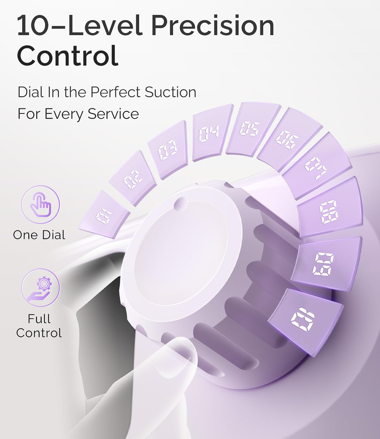 L'UGX Dust Collector Nail Tech – Compact Nail Dust Collector Profesional with Strong Suction, 10-Speed Turbo Fan, LED Display & Low Noise Nail Dust Cleaner for Home & Salon Use-Lilac Dream