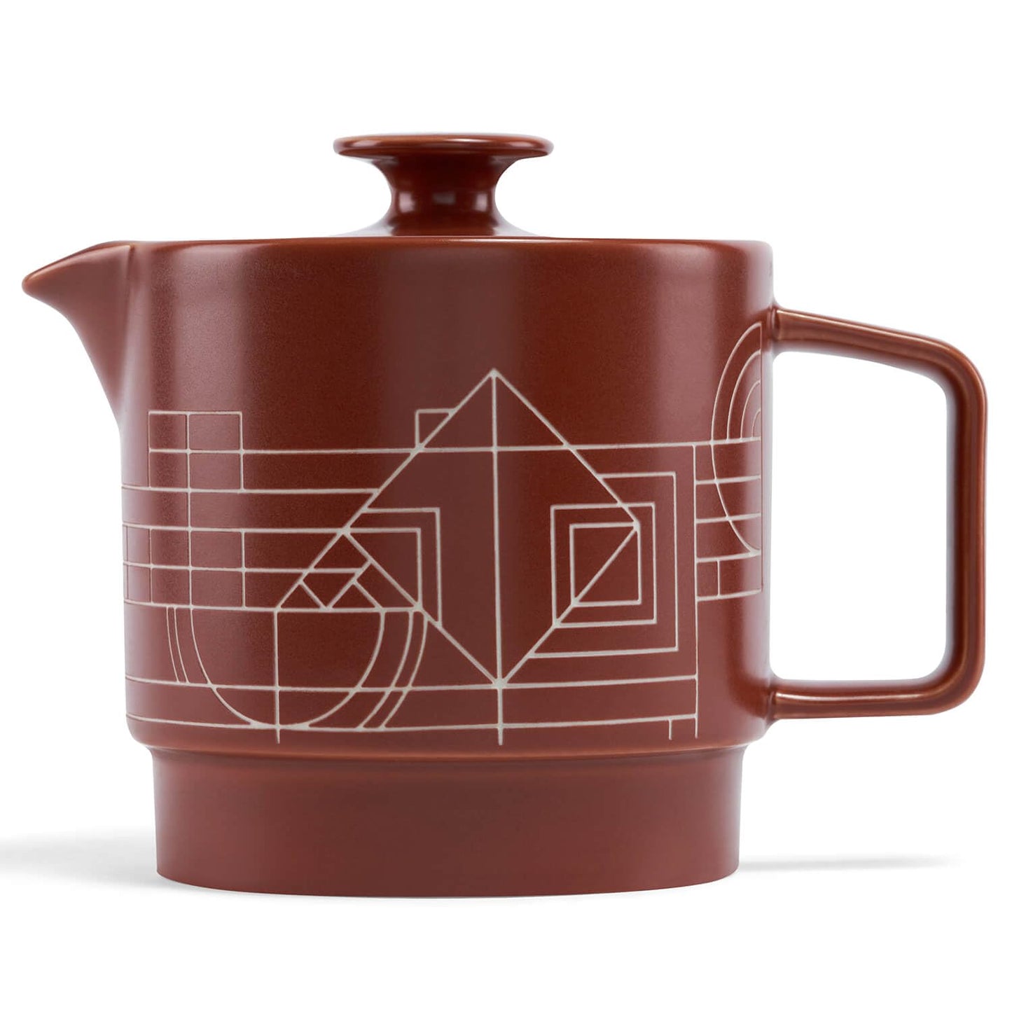 Tea Forte Ceramic Teapot with Removable Stainless Steel Infuser Basket and Lid, Steeps 24 oz. Loose Leaf Tea, Dishwasher & Microwave Safe, Gifts for Mom, Terra - Frank Lloyd Wright
