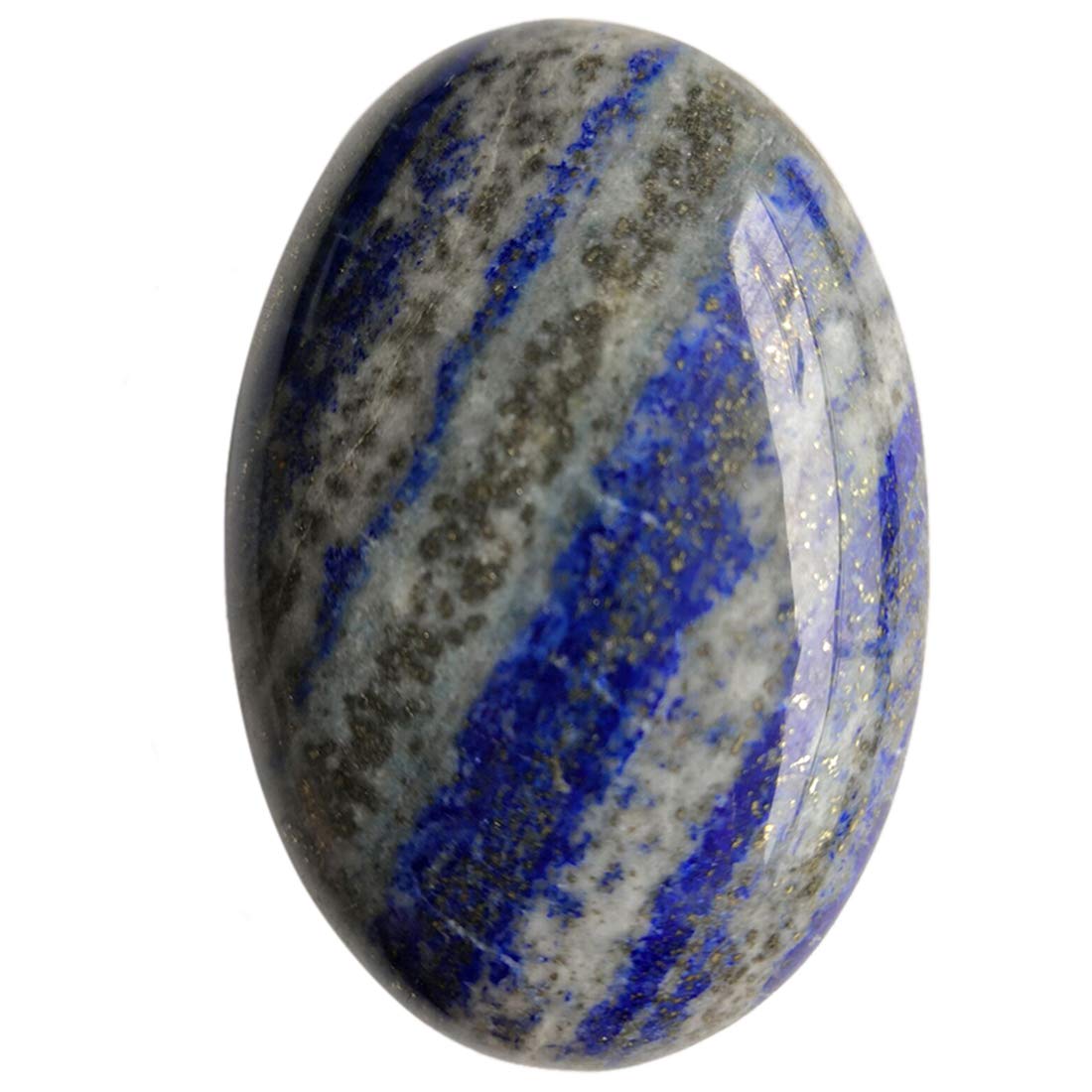 Loveliome Natural Lapis Lazuli Oval Polished Worry Stones, Healing Crystal Indoor Fountain Stones Massage Energy Anxiety Relief Items