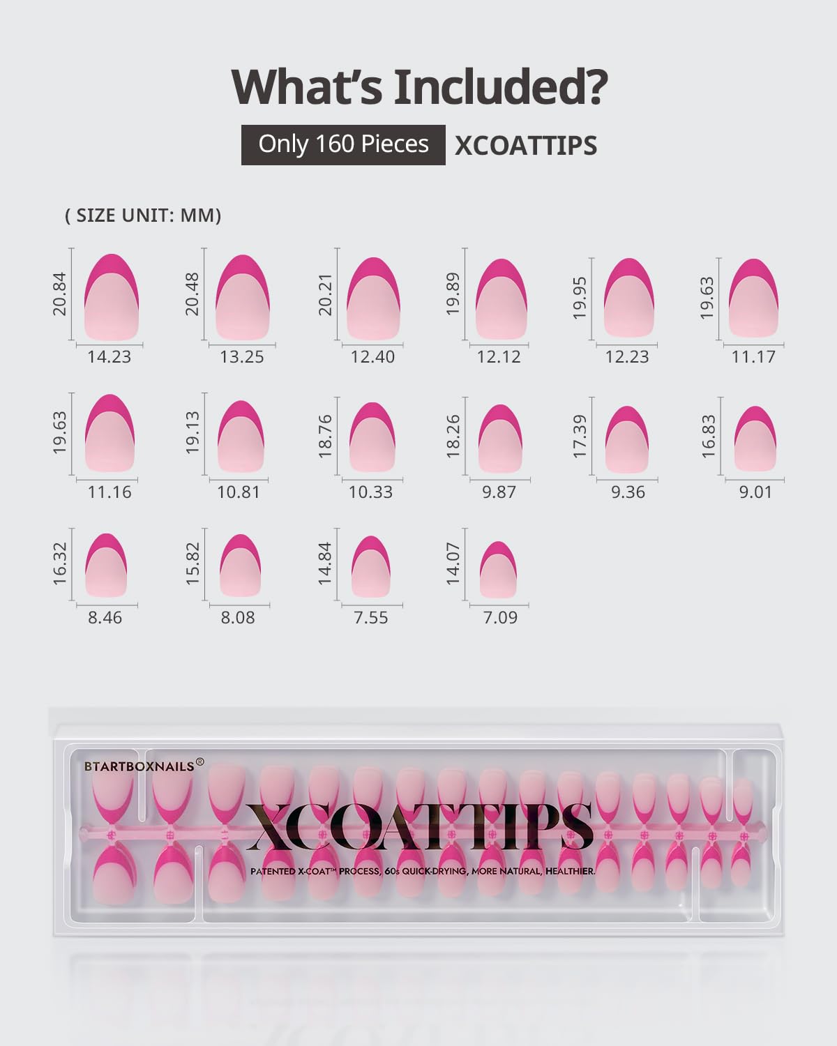 BTArtboxnails Nail Tips Builder Gel Pink French Tip Press On Nails